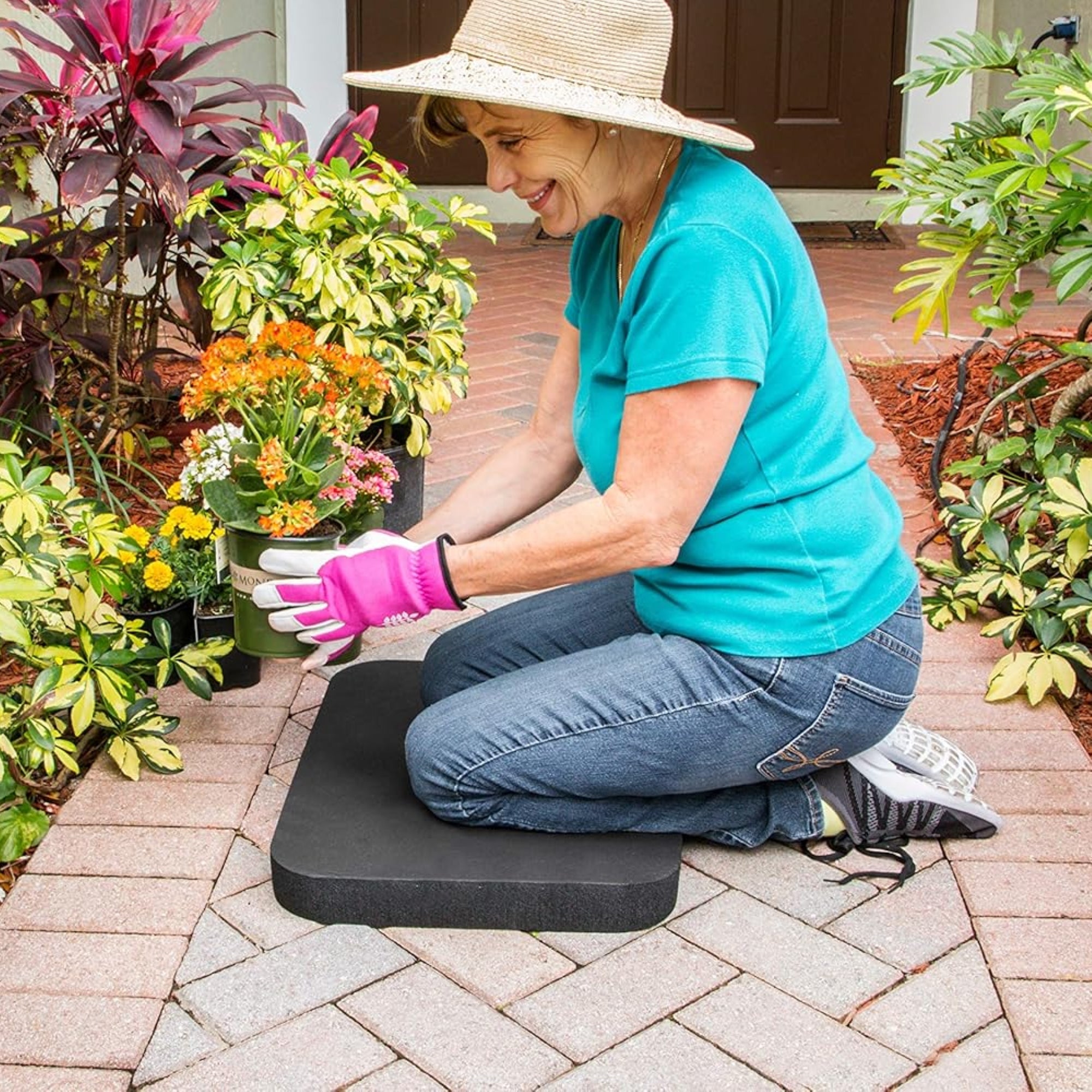 Earth Edge Large Size, Super Cushy Kneeling Pad with Handle, Black, 15 x 20 x 2 inches