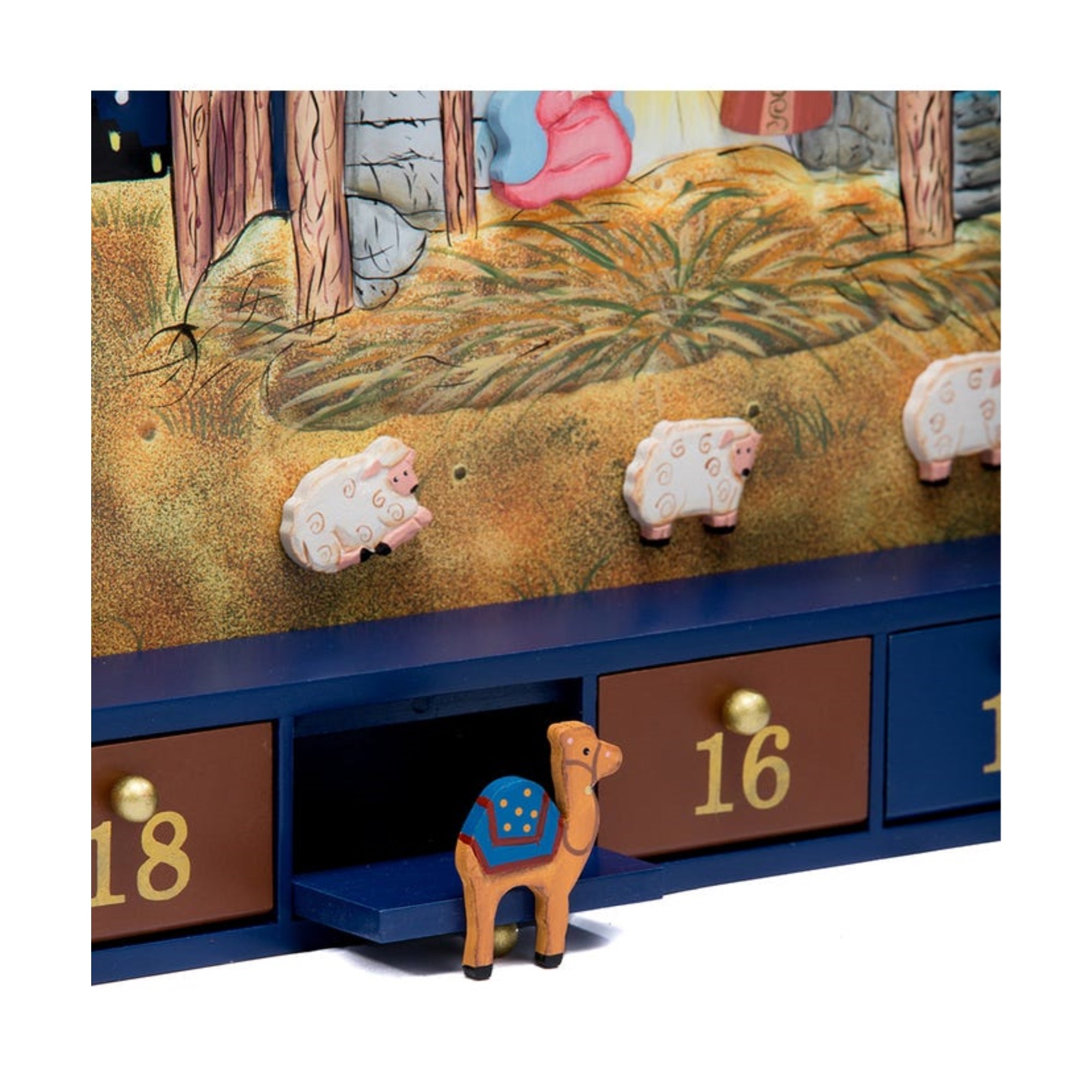 Kurt Adler Wooden Nativity Advent Calendar with 24 Magnetic Piece