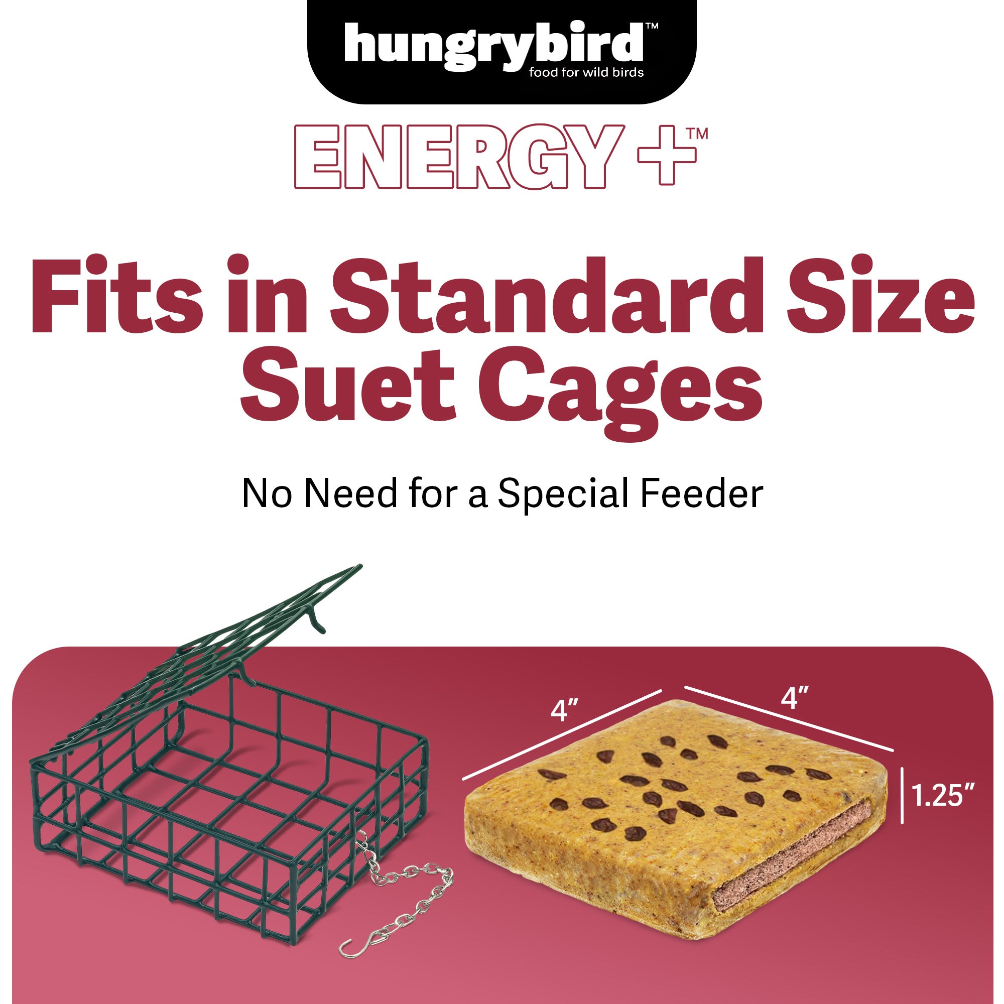 Hungrybird Energy+ No-Melt, High-Protein Suet Cake with Cranberry Filling
