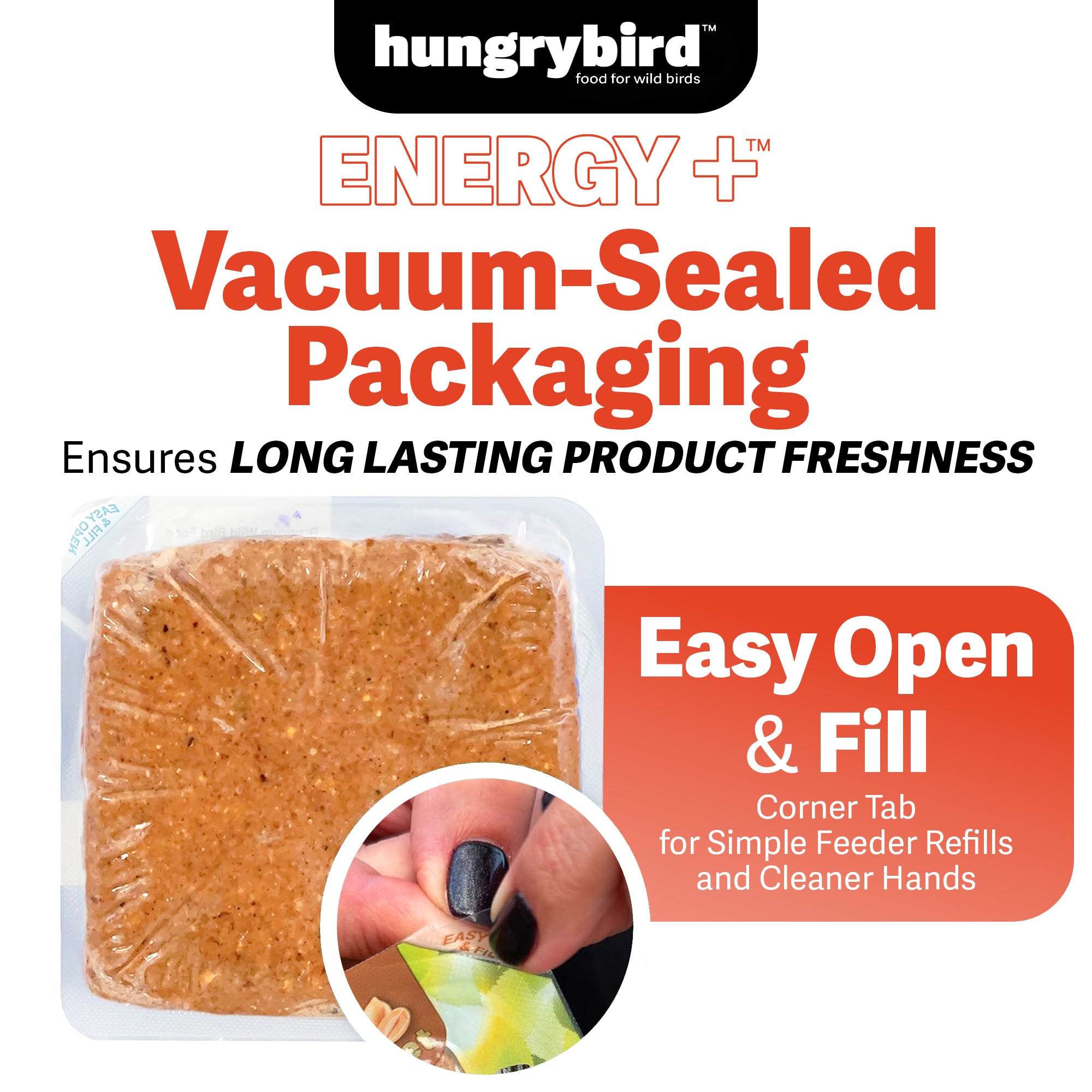 Hungrybird Energy+ No-Melt, High-Protein Suet Cake with Hot Pepper Filling