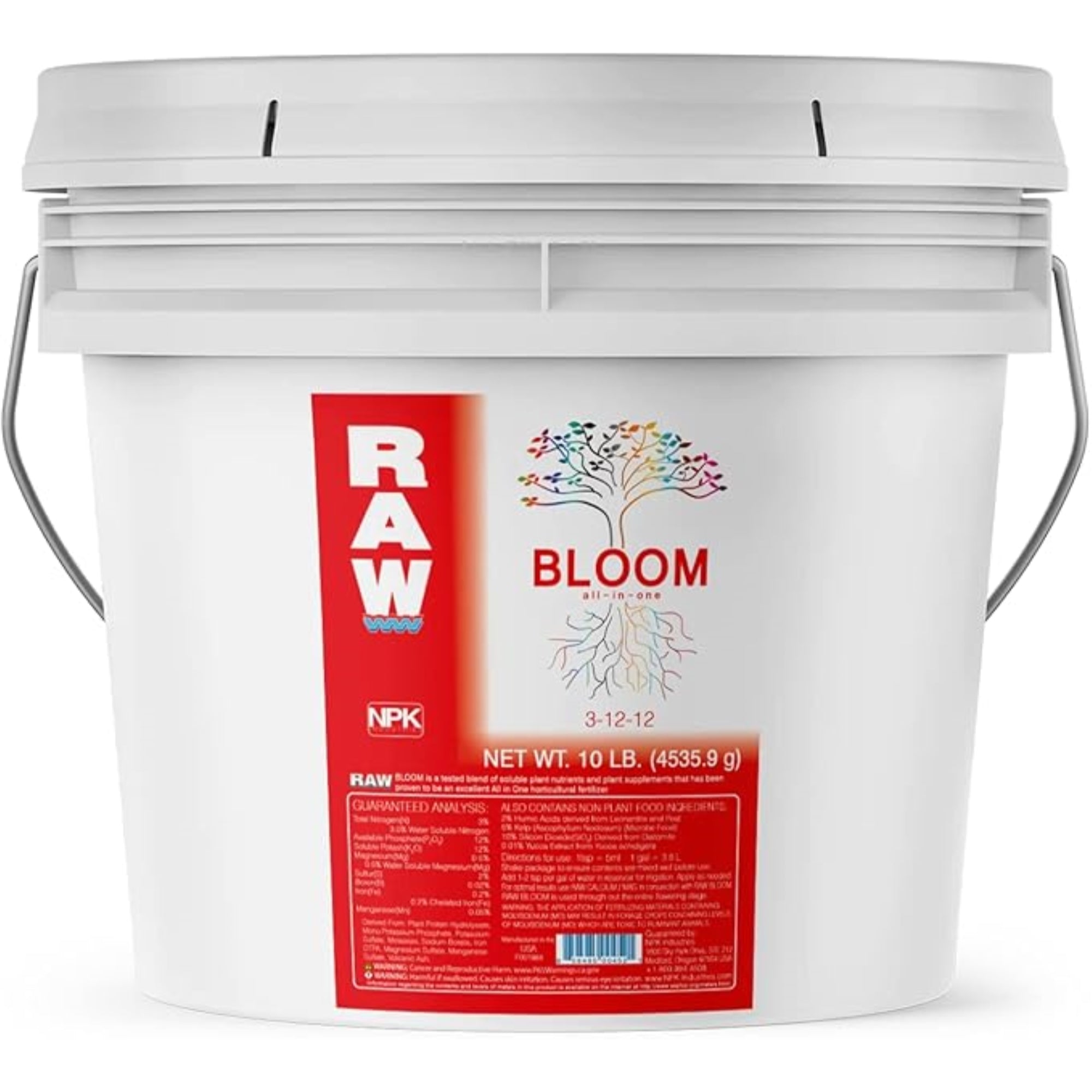 RAW All in One Bloom 3-12-12 Water-Soluble Fertilizer for Strong Bloom Performance, 10lbs