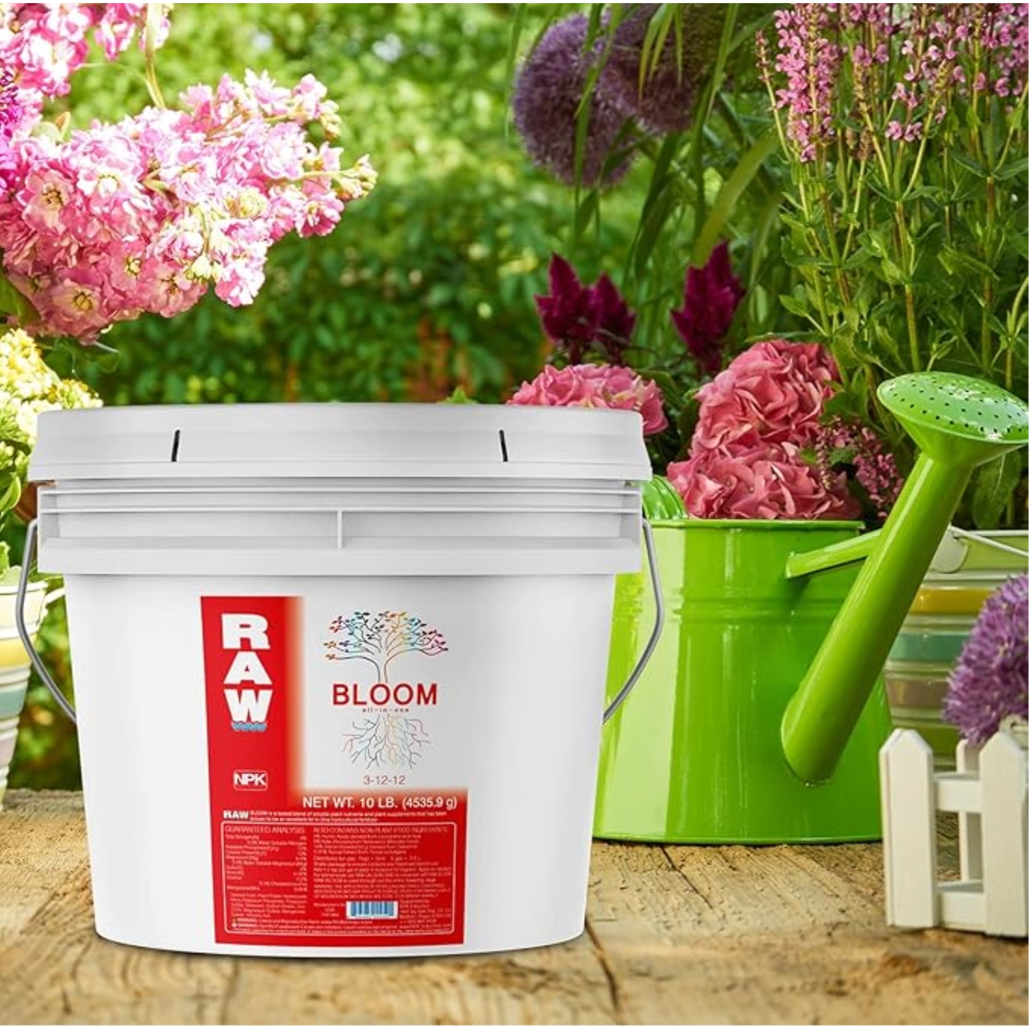 RAW All in One Bloom 3-12-12 Water-Soluble Fertilizer for Strong Bloom Performance, 10lbs