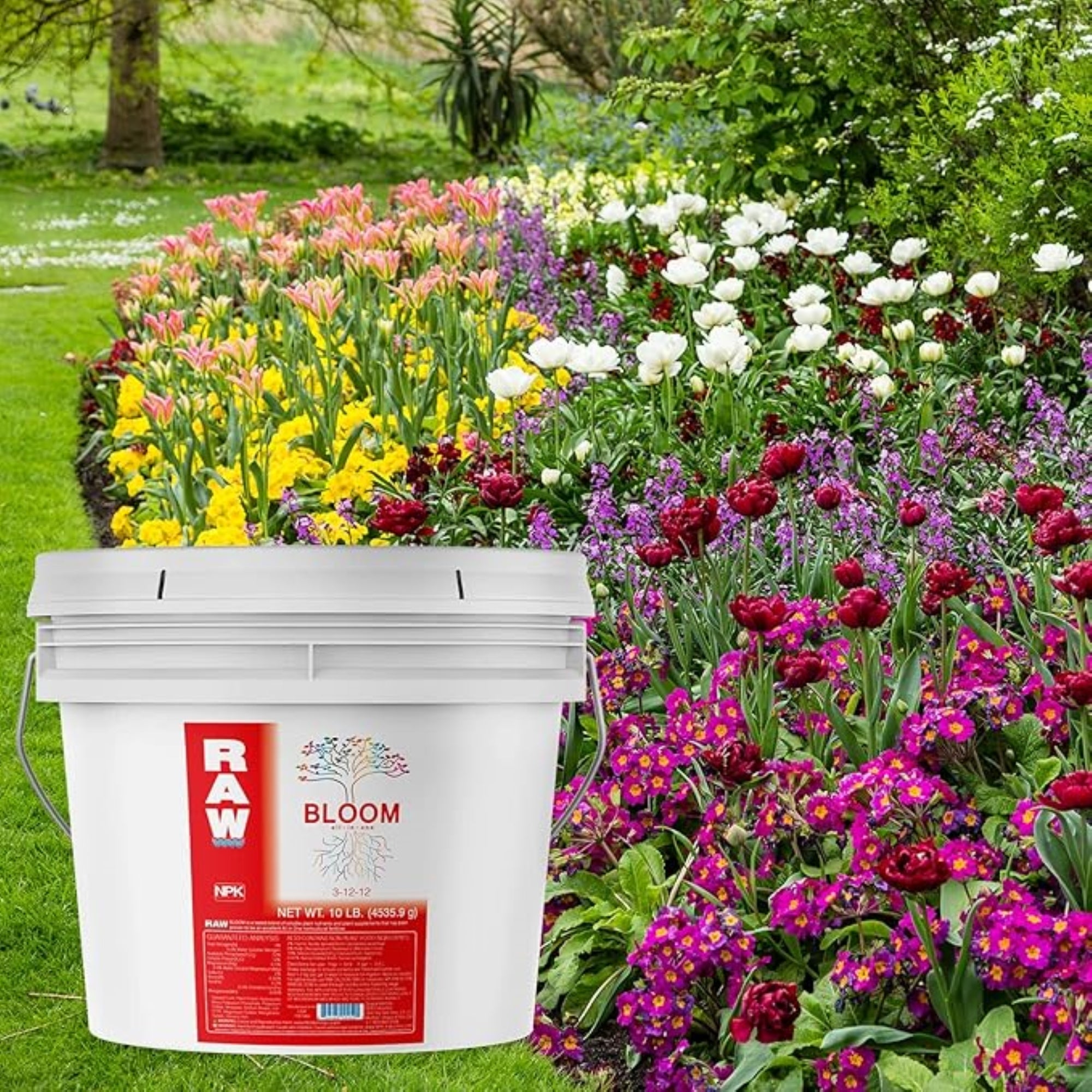 RAW All in One Bloom 3-12-12 Water-Soluble Fertilizer for Strong Bloom Performance, 10lbs