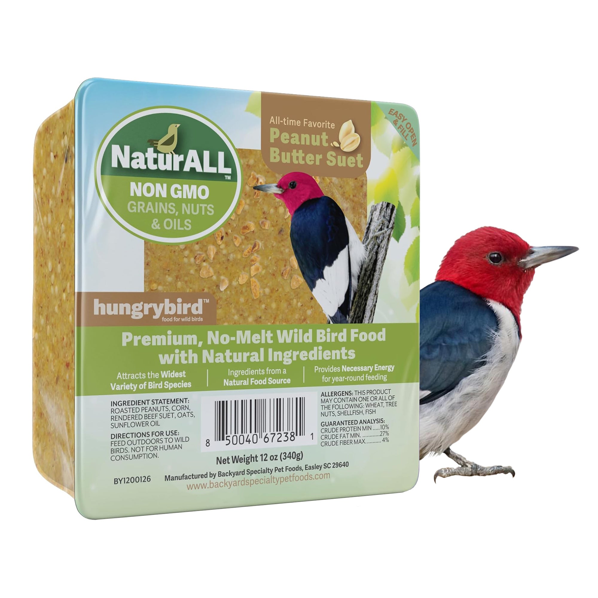 Hungrybird NaturAll Non-GMO, High-Protein Peanut Butter Suet Cake
