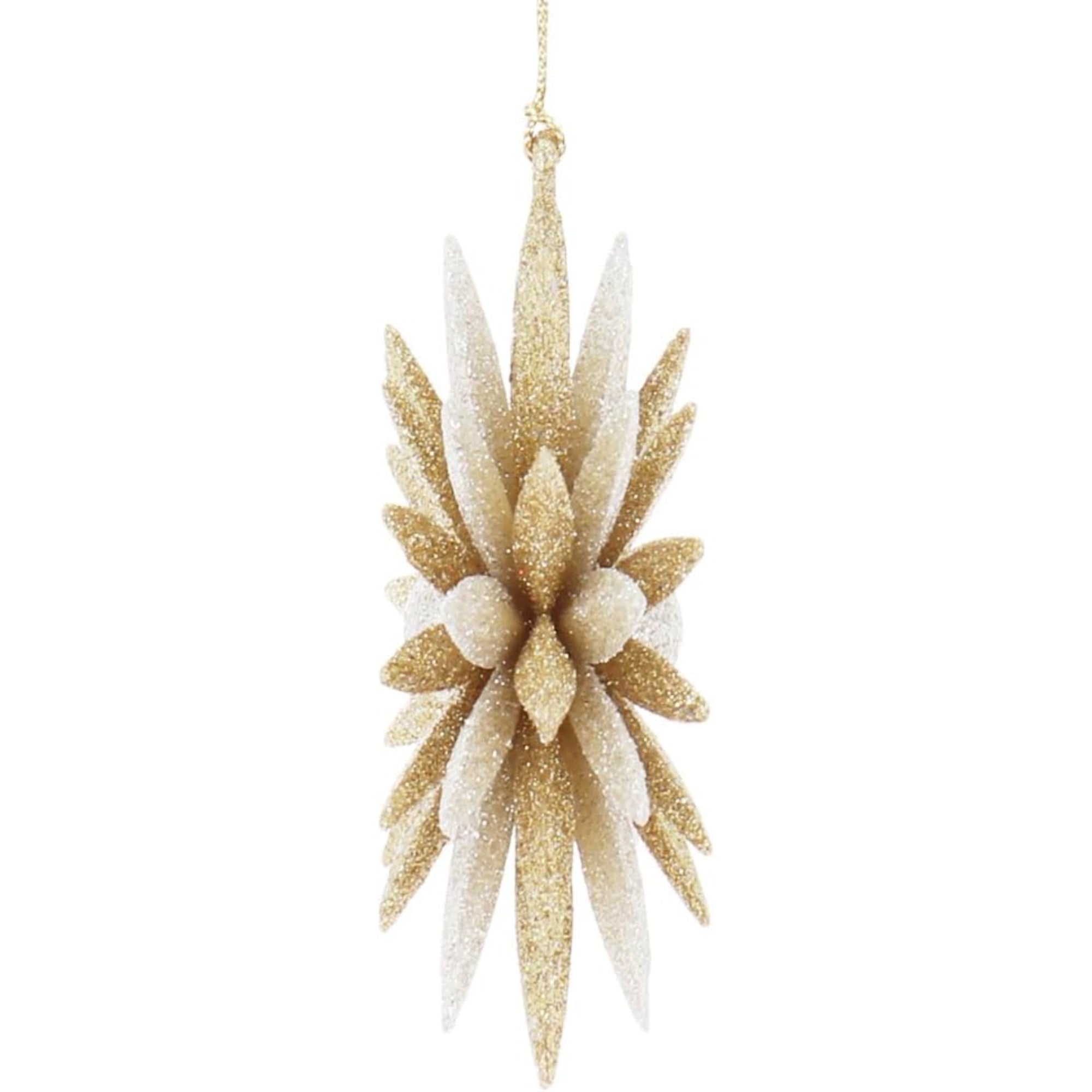 Kurt Adler Acrylic Ornaments for Christmas Tree, Gold and Silver Glittered Sunflowers & Snowflakes (Set of 6)