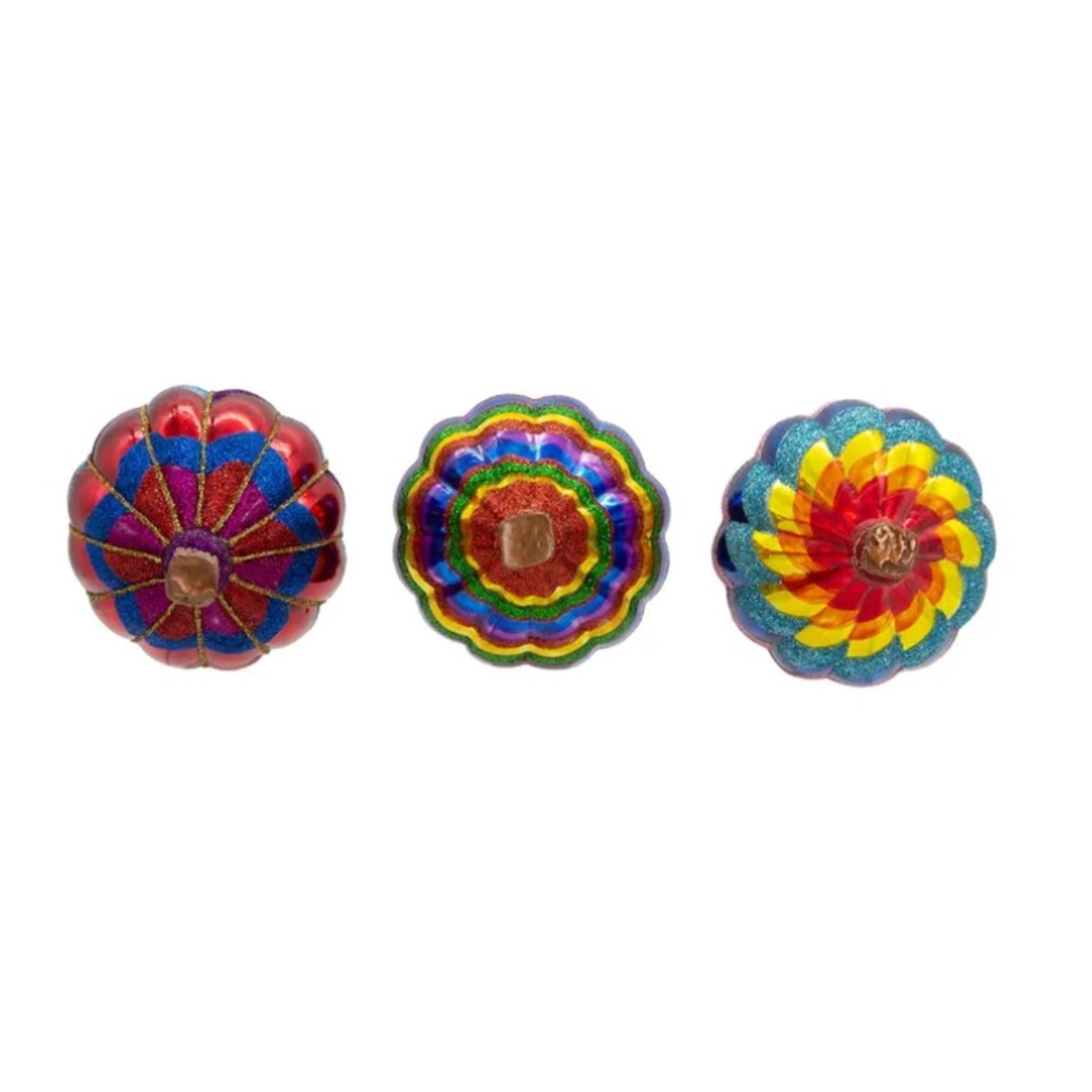 Kurt Adler Noble Gems Glass Ornaments for Christmas Tree, Hot Air Balloons, Assorted (Pack of 3)