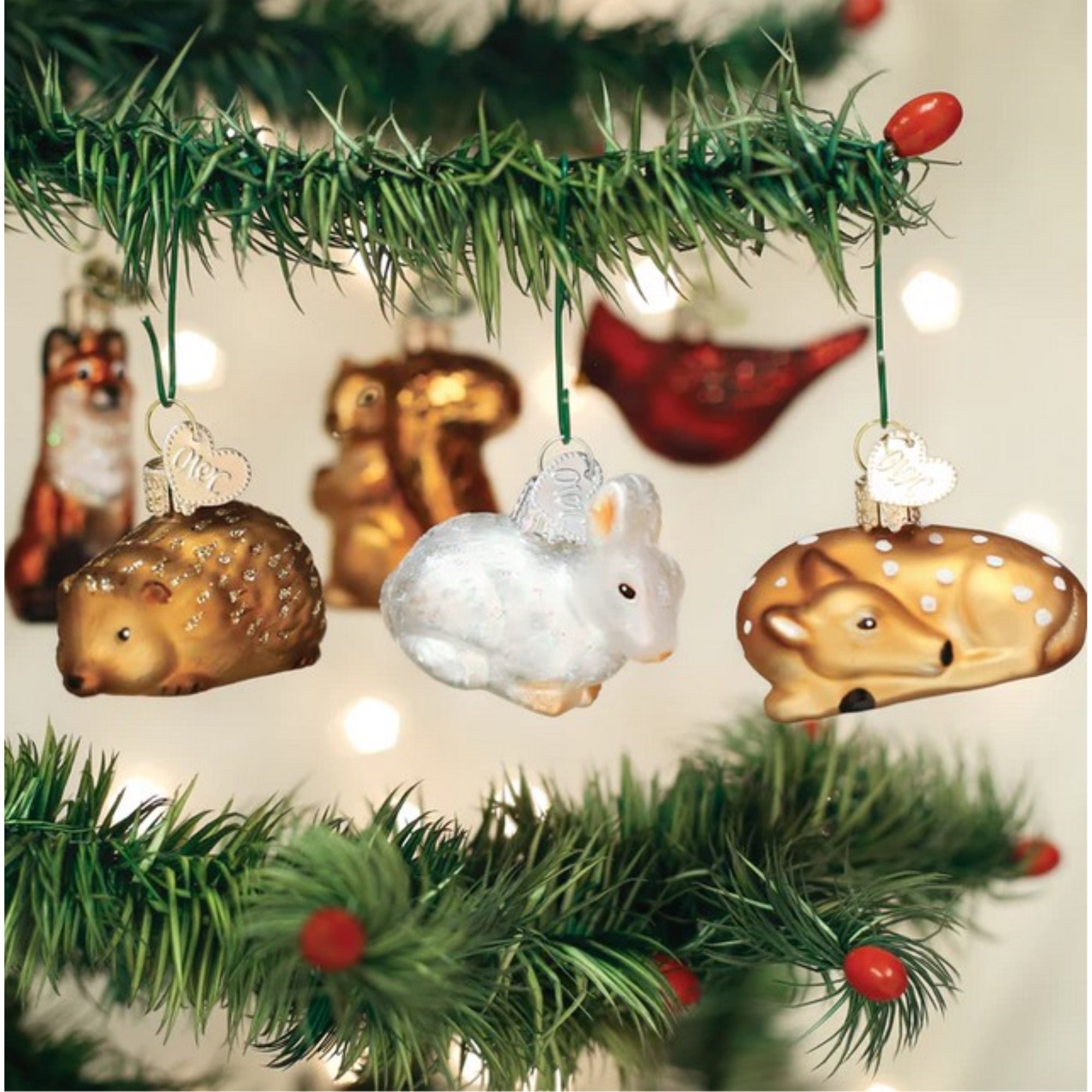 Old World Christmas Blown Glass Ornament for Christmas Tree, Mini Woodland Animals (6-Piece Set)