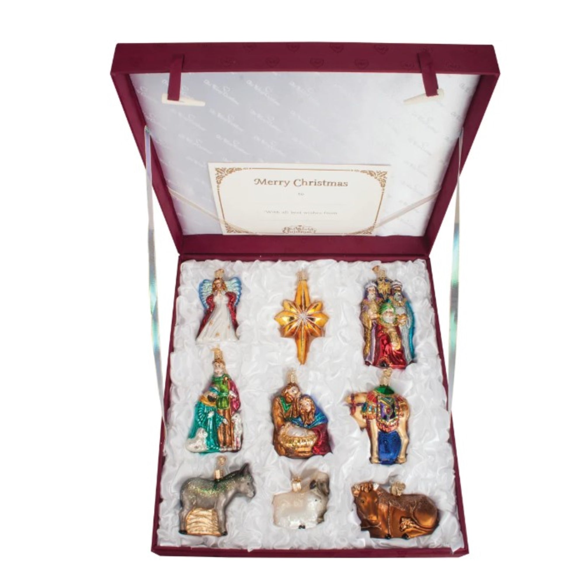 Old World Christmas Blown Glass Ornament for Christmas Tree, Nativity Collection in Lined Keepsake Box (9-Piece Set)