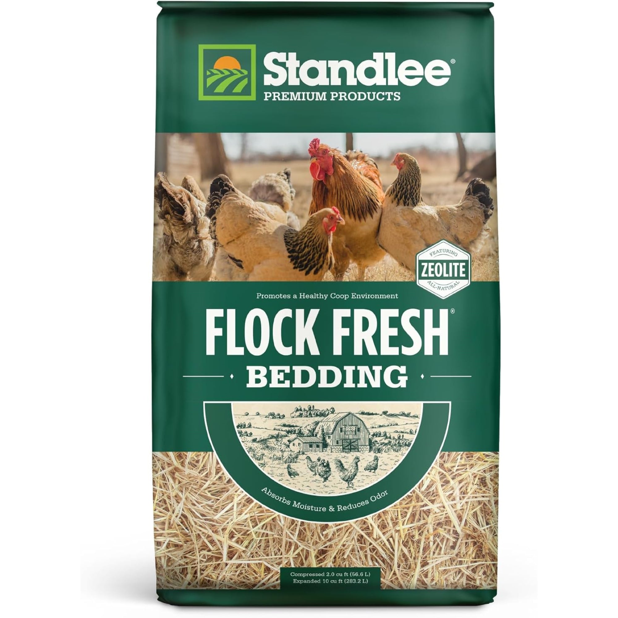 Standlee Premium Products, Flock Fresh Poultry Bedding, Compressed, 2 cu ft (Expanded 10 cu ft)