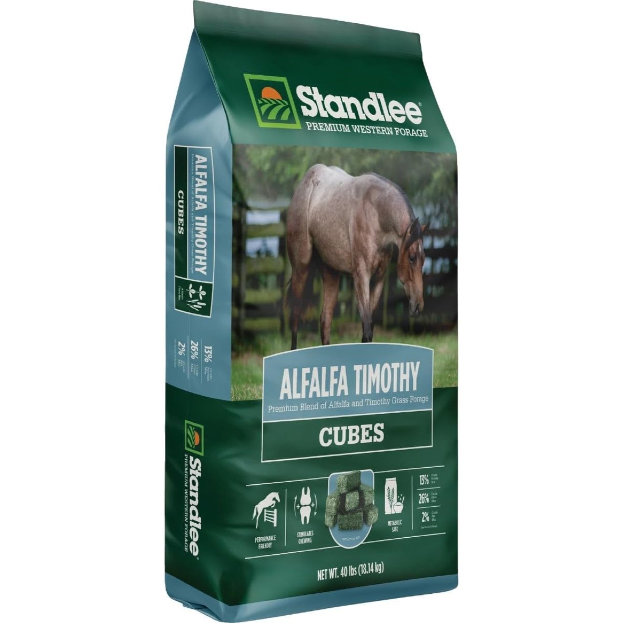 Standlee Premium Western Forage, Alfalfa Timothy Grass Cubes for Horses, 40lb