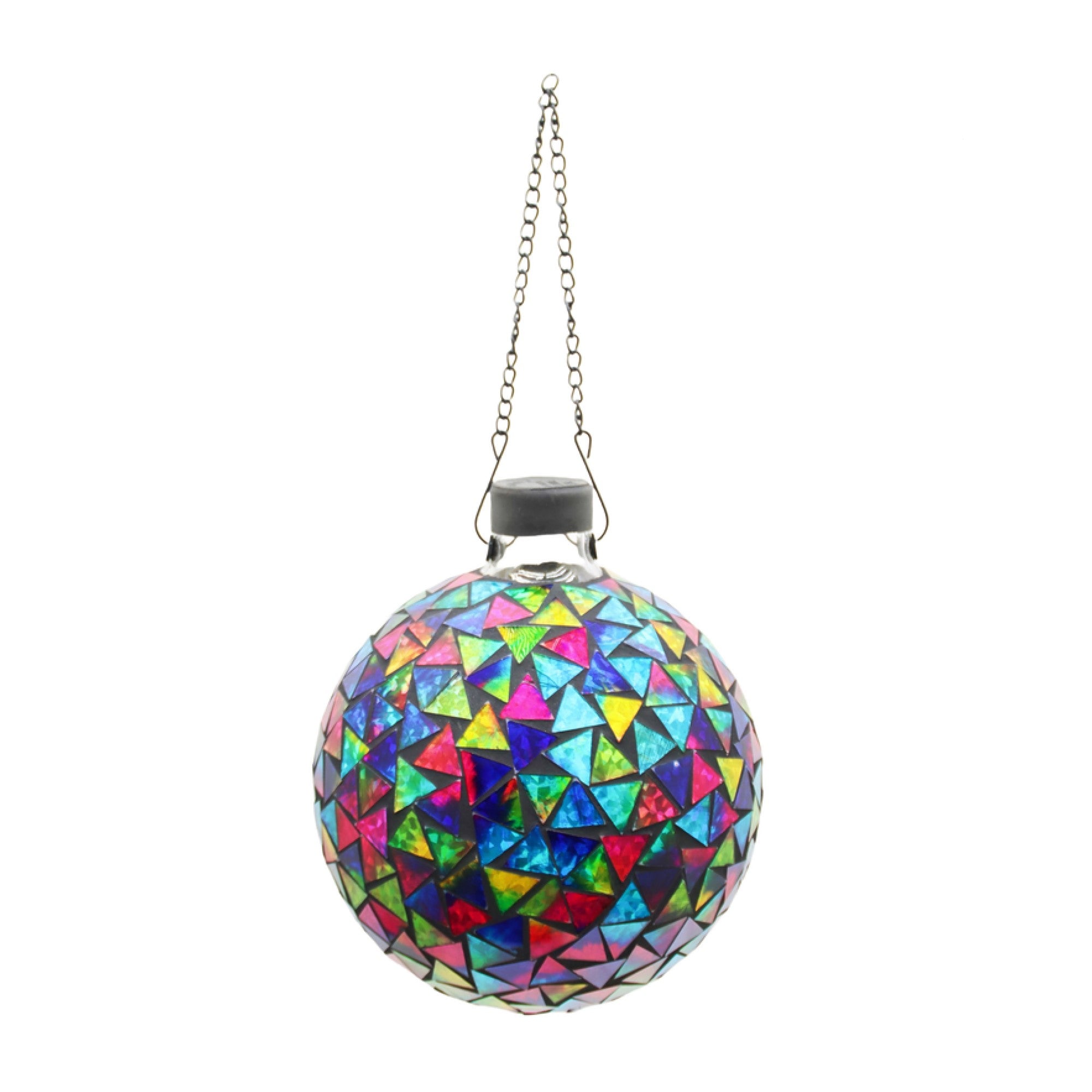 Very Cool Stuff Mosaic Glass Gazing Globe with Hanging Chain, Multicolor Triangle Tile, 10in