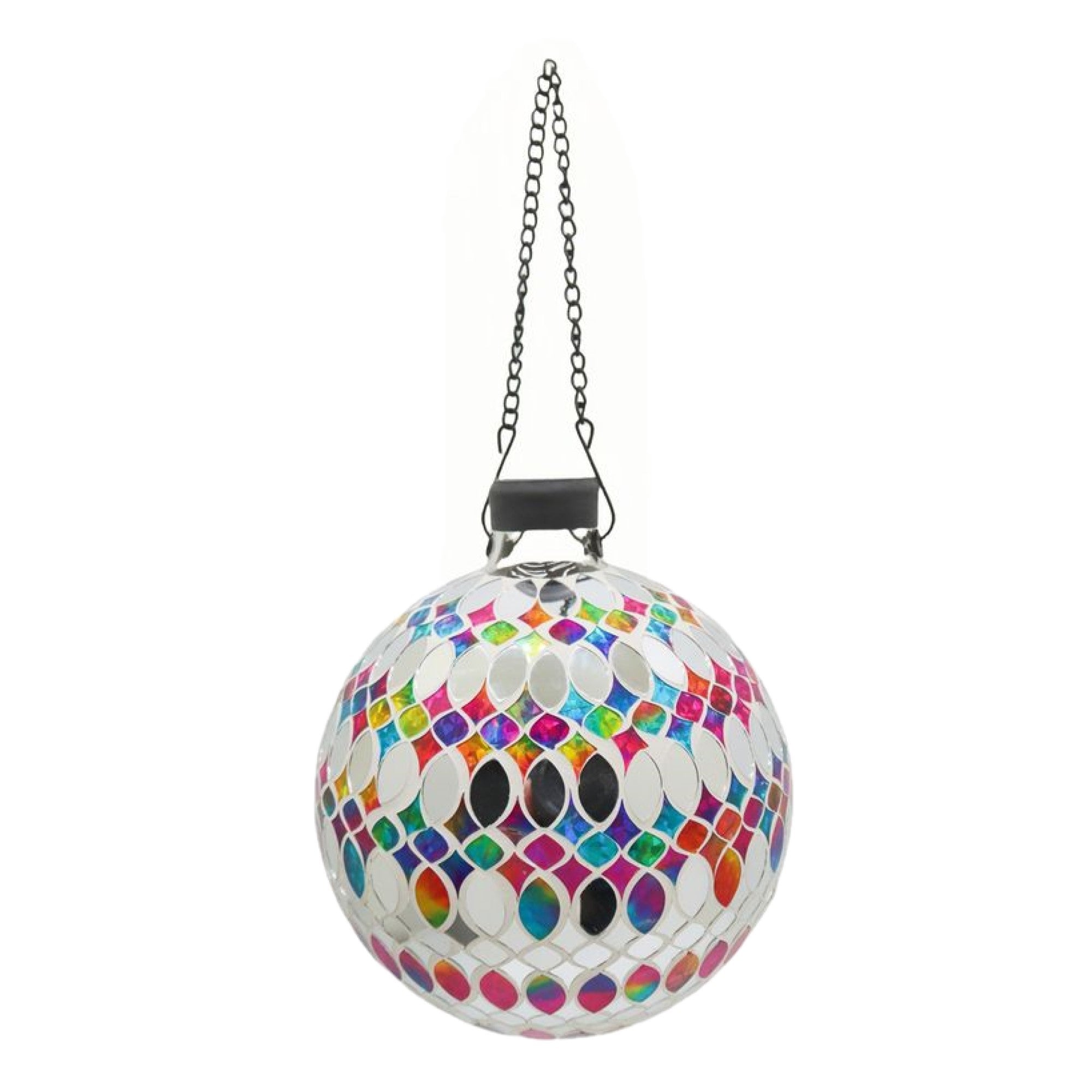 Very Cool Stuff Mosaic Glass Gazing Globe with Hanging Chain, Bling Multi-Shape Tile, 10in