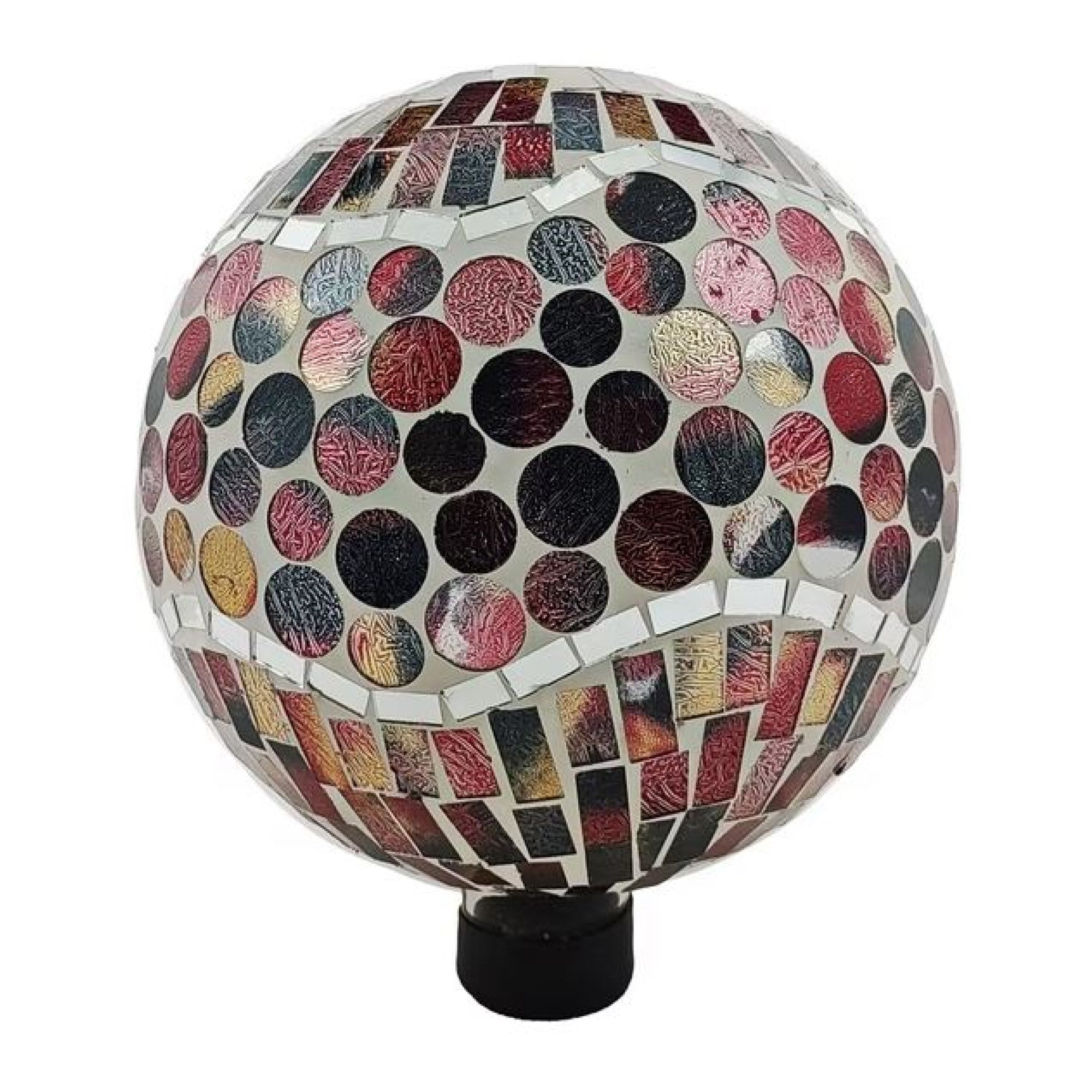 Very Cool Stuff Mosaic Glass Gazing Globe with Hanging Chain, Copper Penny Wave Tile, 10in