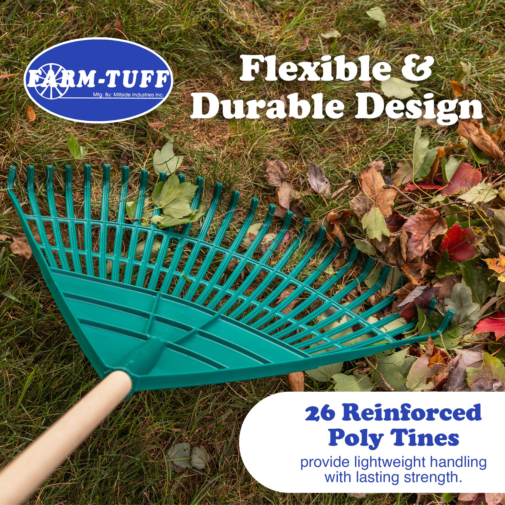 FARM-TUFF Hardwood Leaf & Lawn Rake, 24in