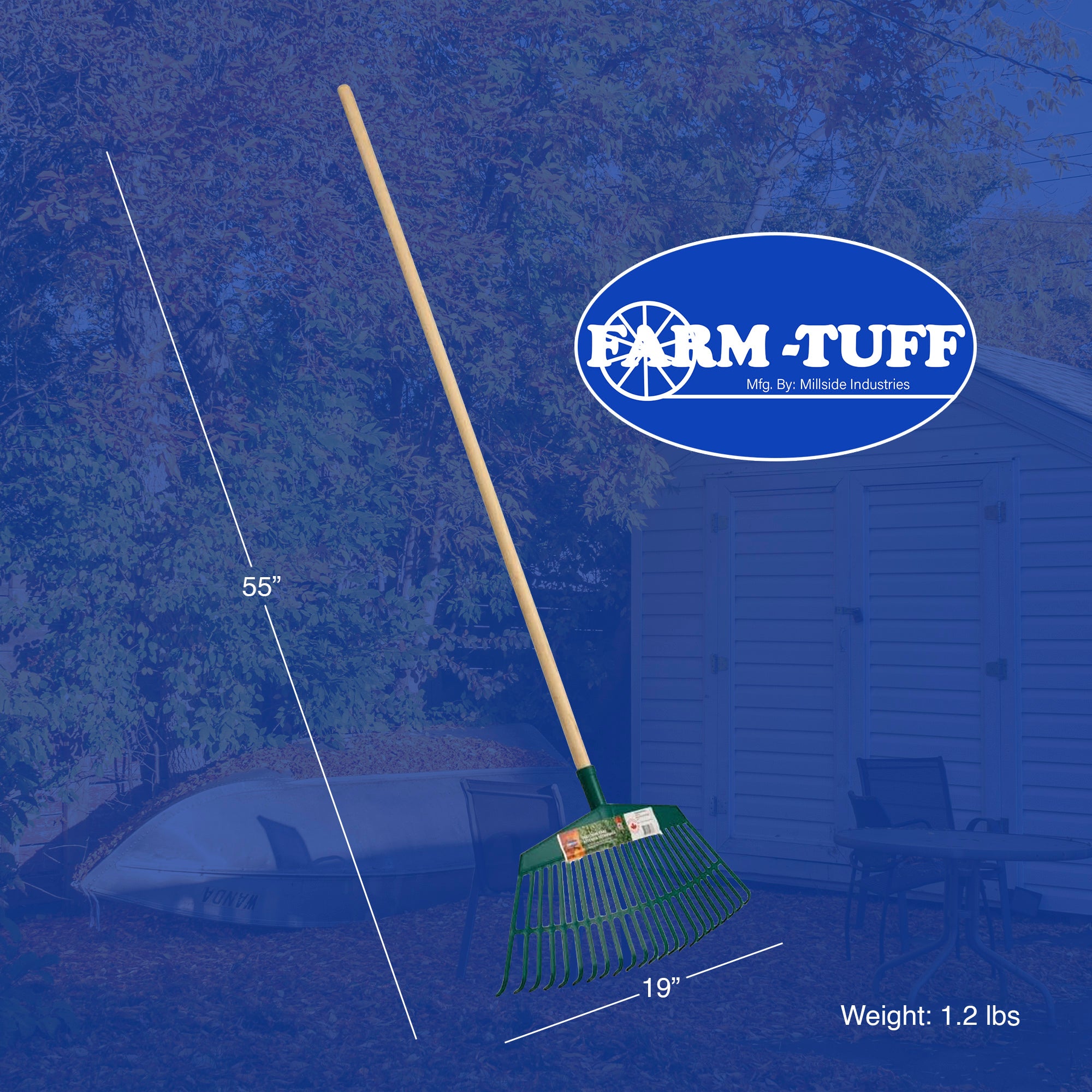 FARM-TUFF Hardwood Leaf & Garden Rake, 19in