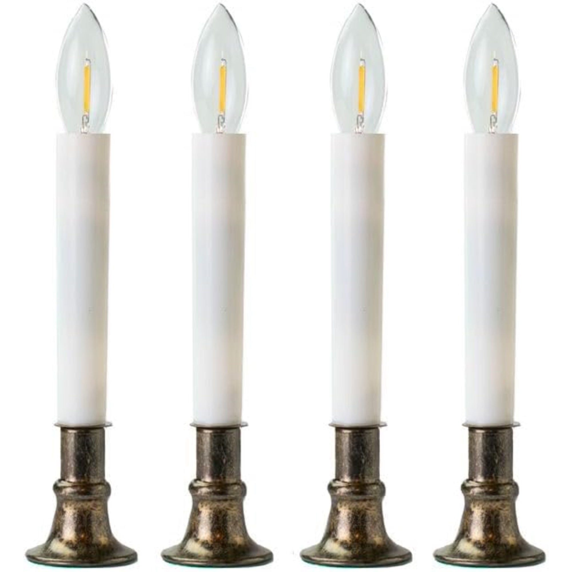 IMC Electric Candle with Warm White LED Bulb and Timer, Antique Bronze, 9", Pack of 4