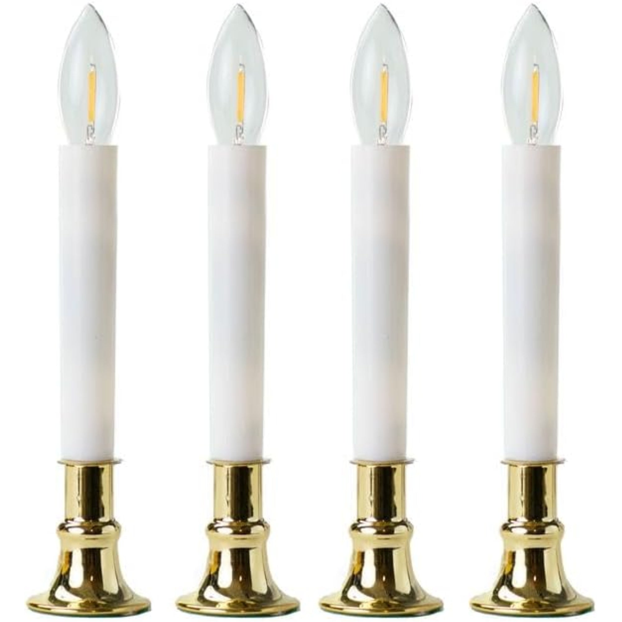 IMC Electric Candle with Warm White LED Bulb and Timer, Brass, 9", Pack of 4