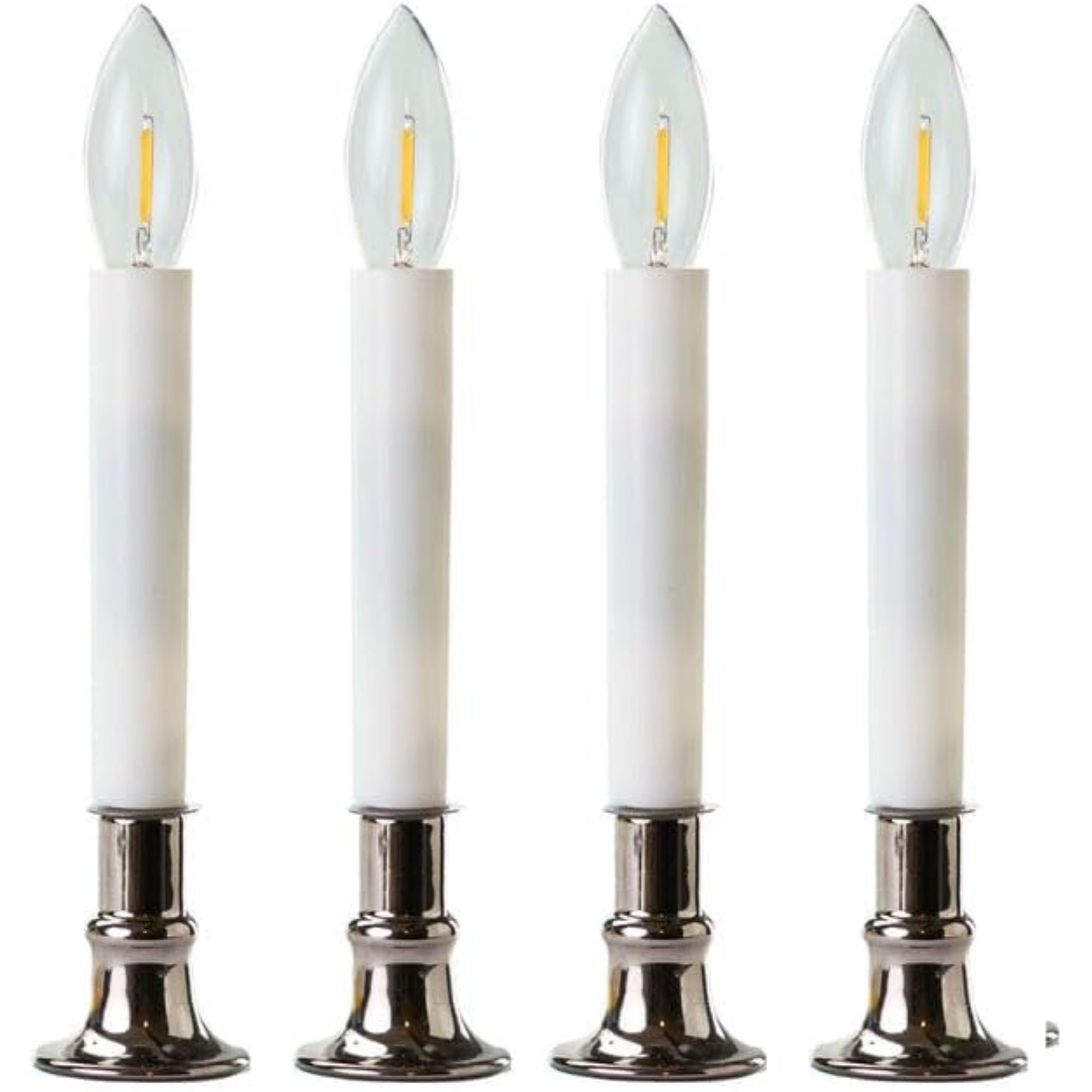 IMC Electric Candle with Warm White LED Bulb and Timer, Dark Pewter, 9", Pack of 4