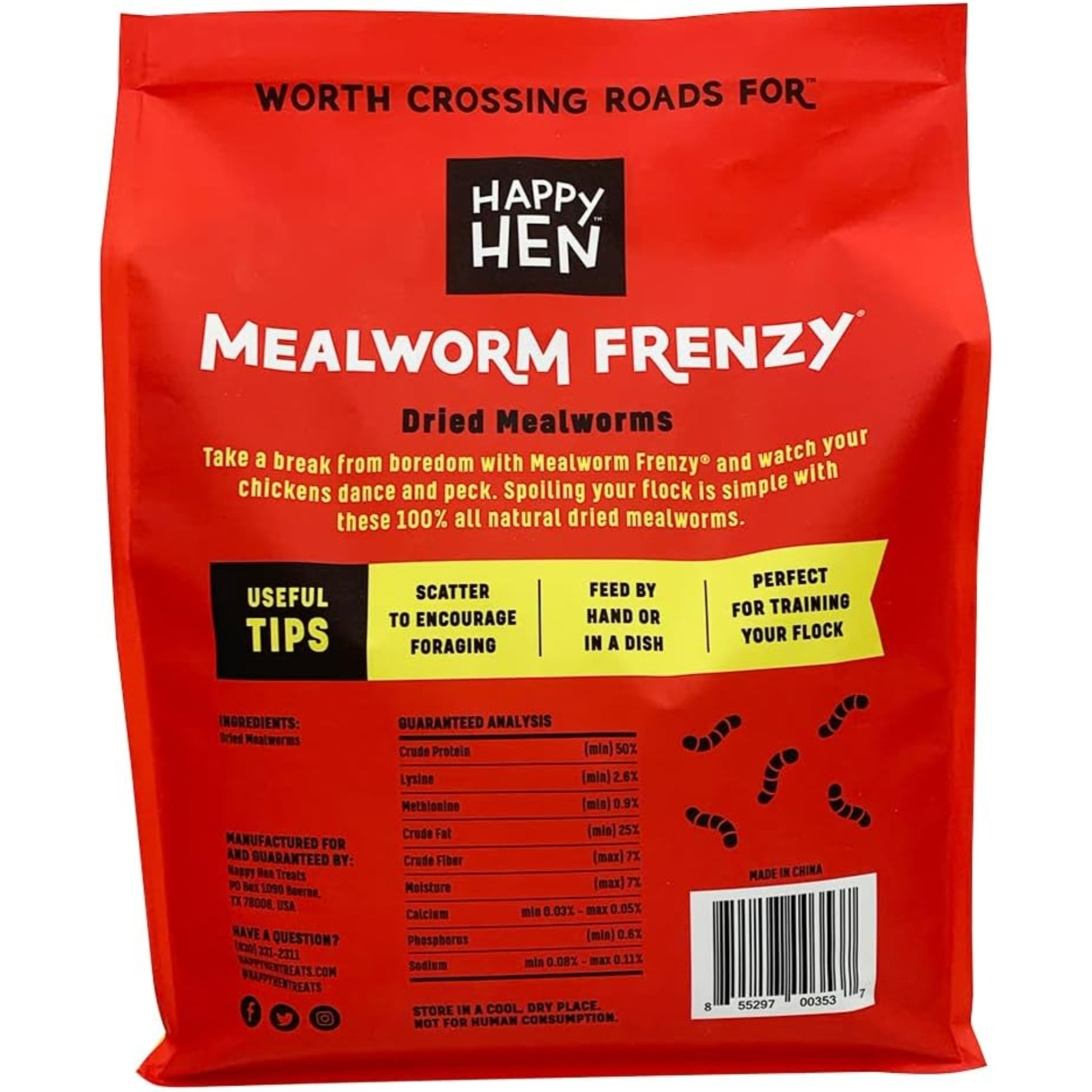 Happy Hen Treats Mealworm Frenzy – 100% Natural Dried Mealworms – High-Protein Poultry Snack, 5lb