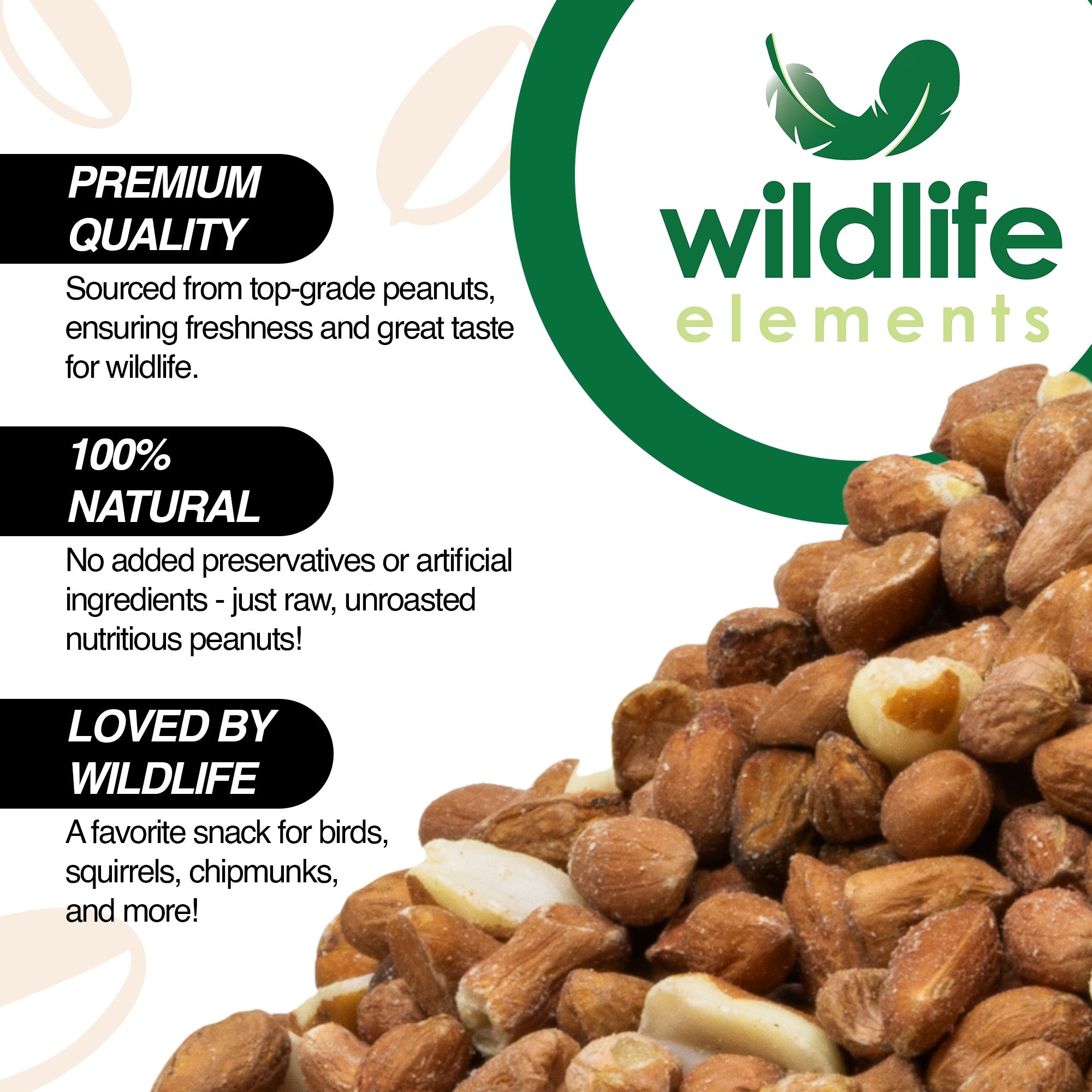 Wildlife Elements Peanut Party Raw Shelled Peanuts – Natural, Nutrient-Rich Wildlife Food for Birds, Squirrels & Waterfowl, 25lb
