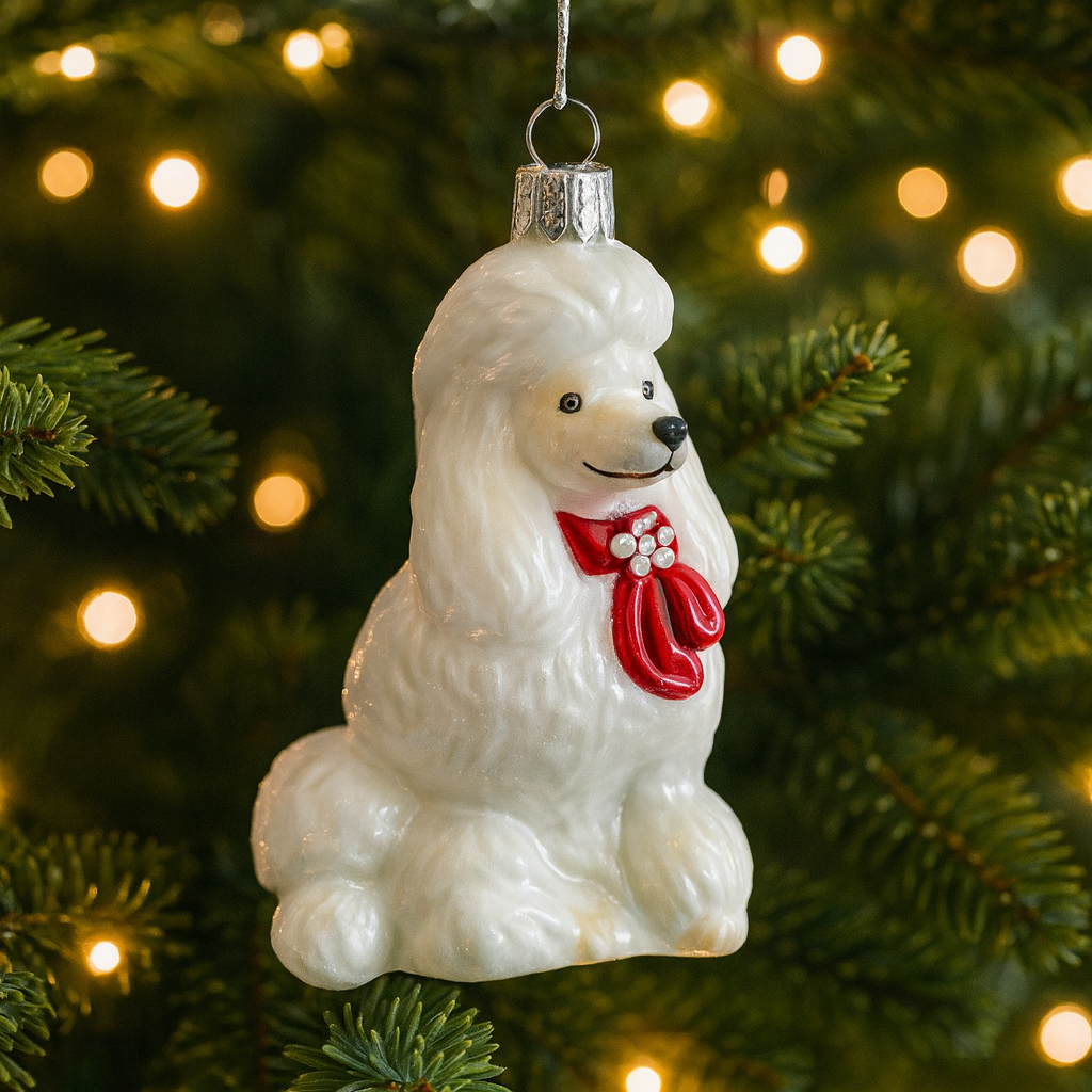 Kurt Adler Noble Gems Glass Ornament for Christmas Tree, Poodle