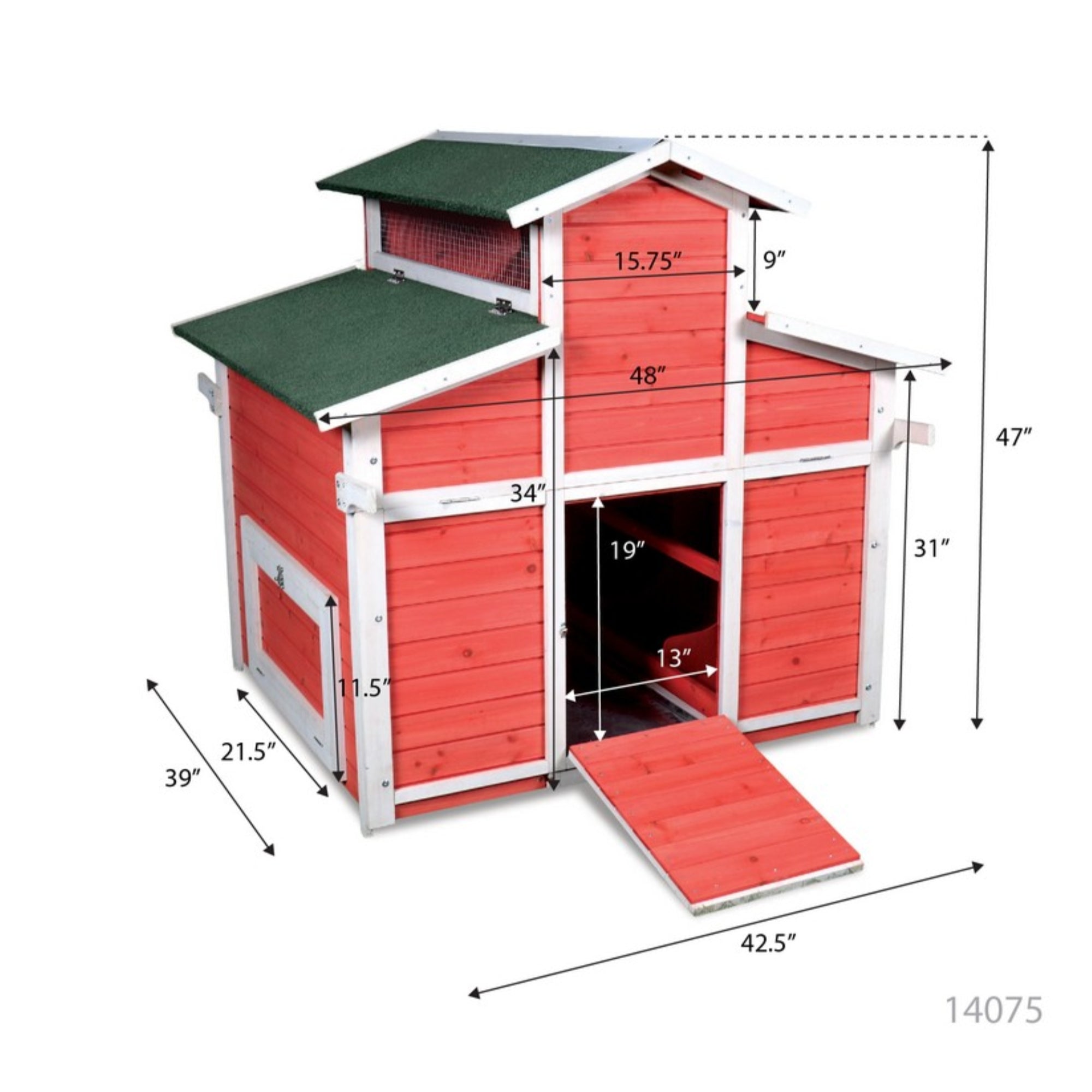 Ware Little Red & White Hen Big Barn — Wood Frame, Multi-Door & Slide-Out Pan