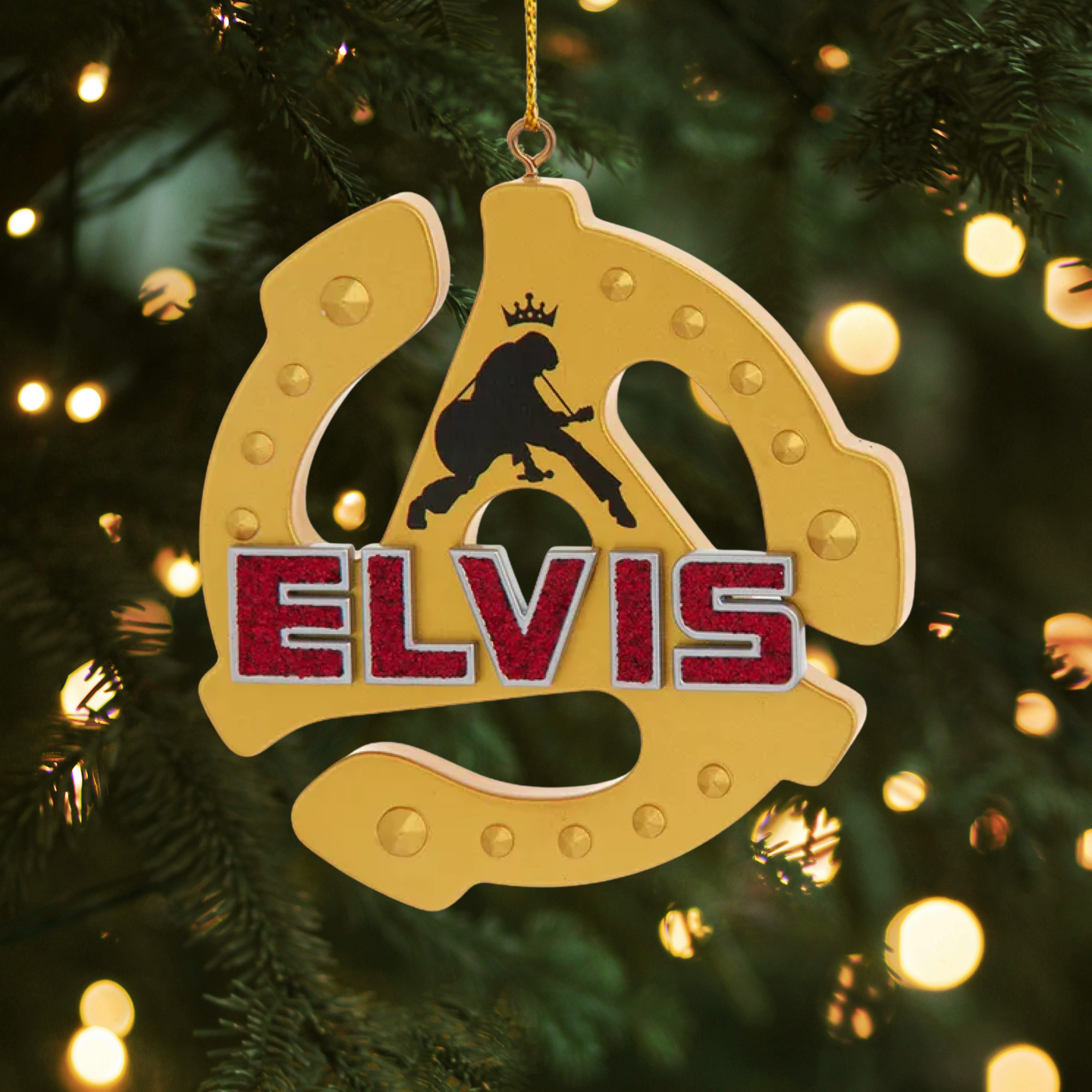 Kurt Adler Hanging Resin Christmas Tree Ornament, Elvis Presley 45 Adapter