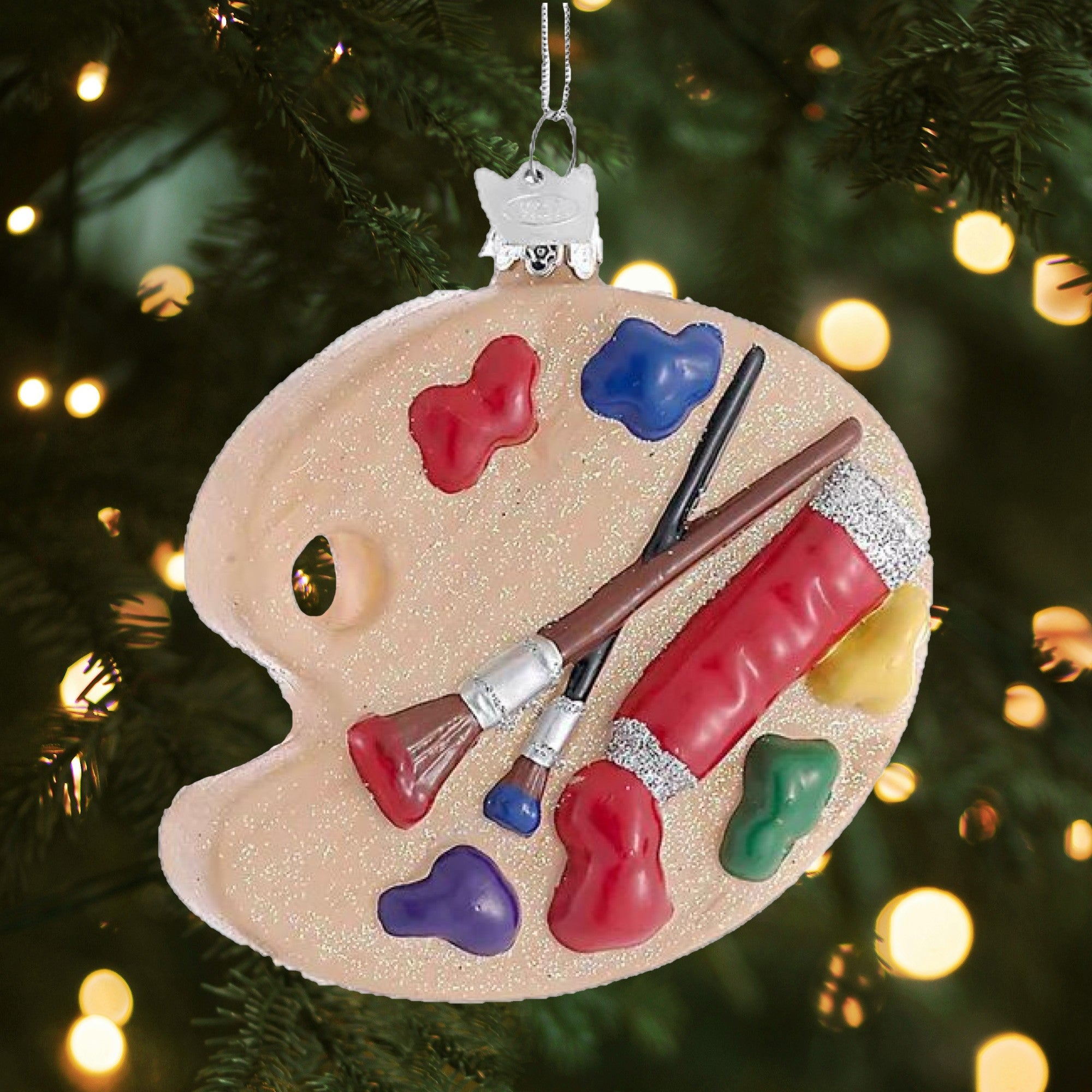 Kurt Adler Noble Gems Glass Ornament for Christmas Tree, Painting Palette