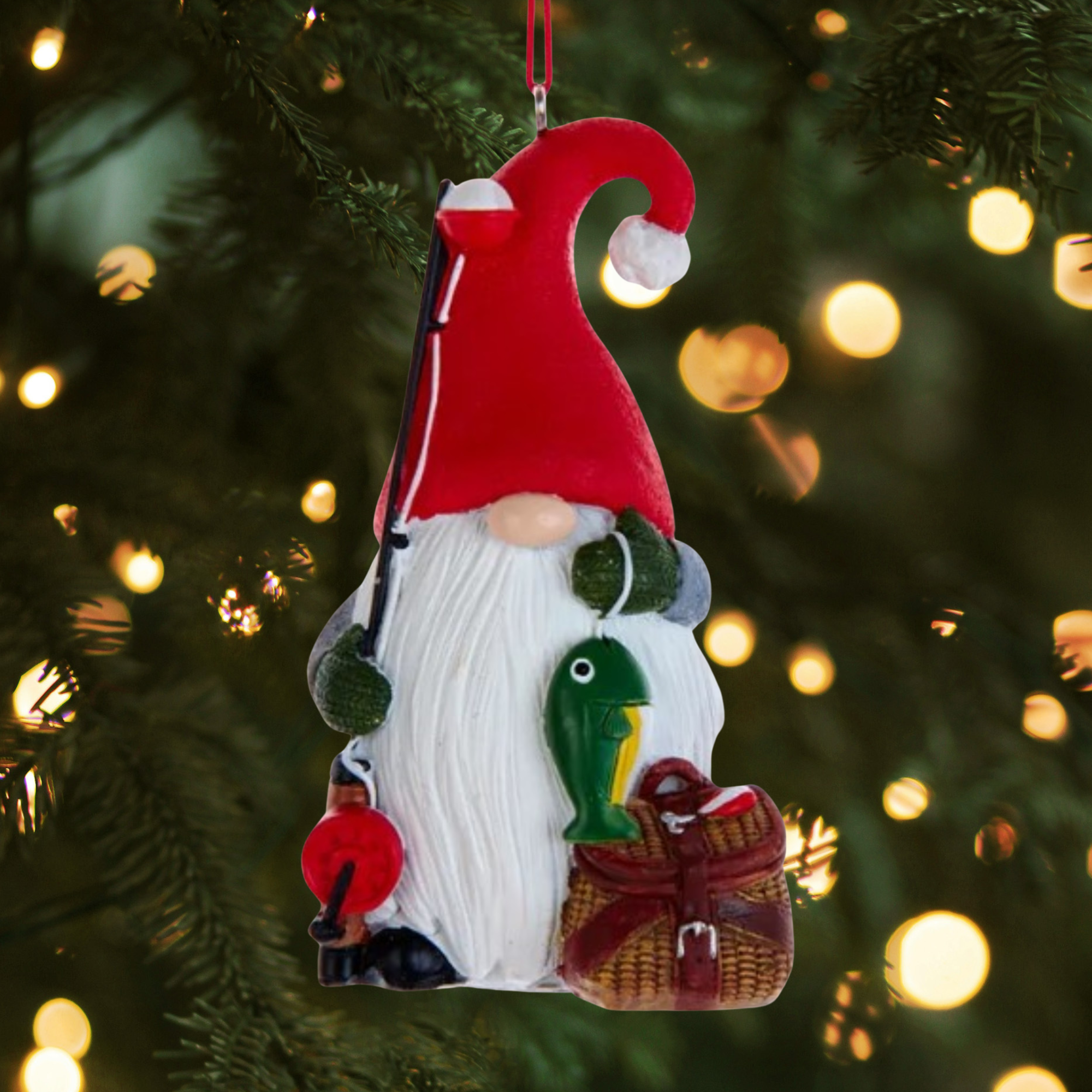Kurt Adler Resin Ornament for Christmas Tree, Gnome Fisherman