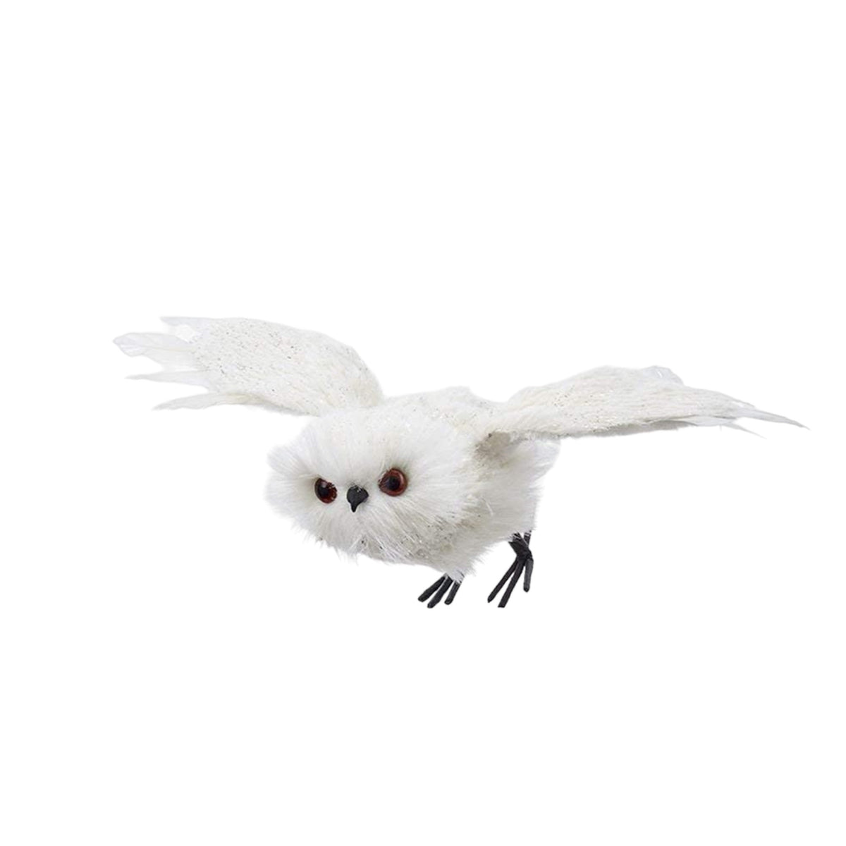 Kurt Adler Plush White Flying Owl Ornament, 13