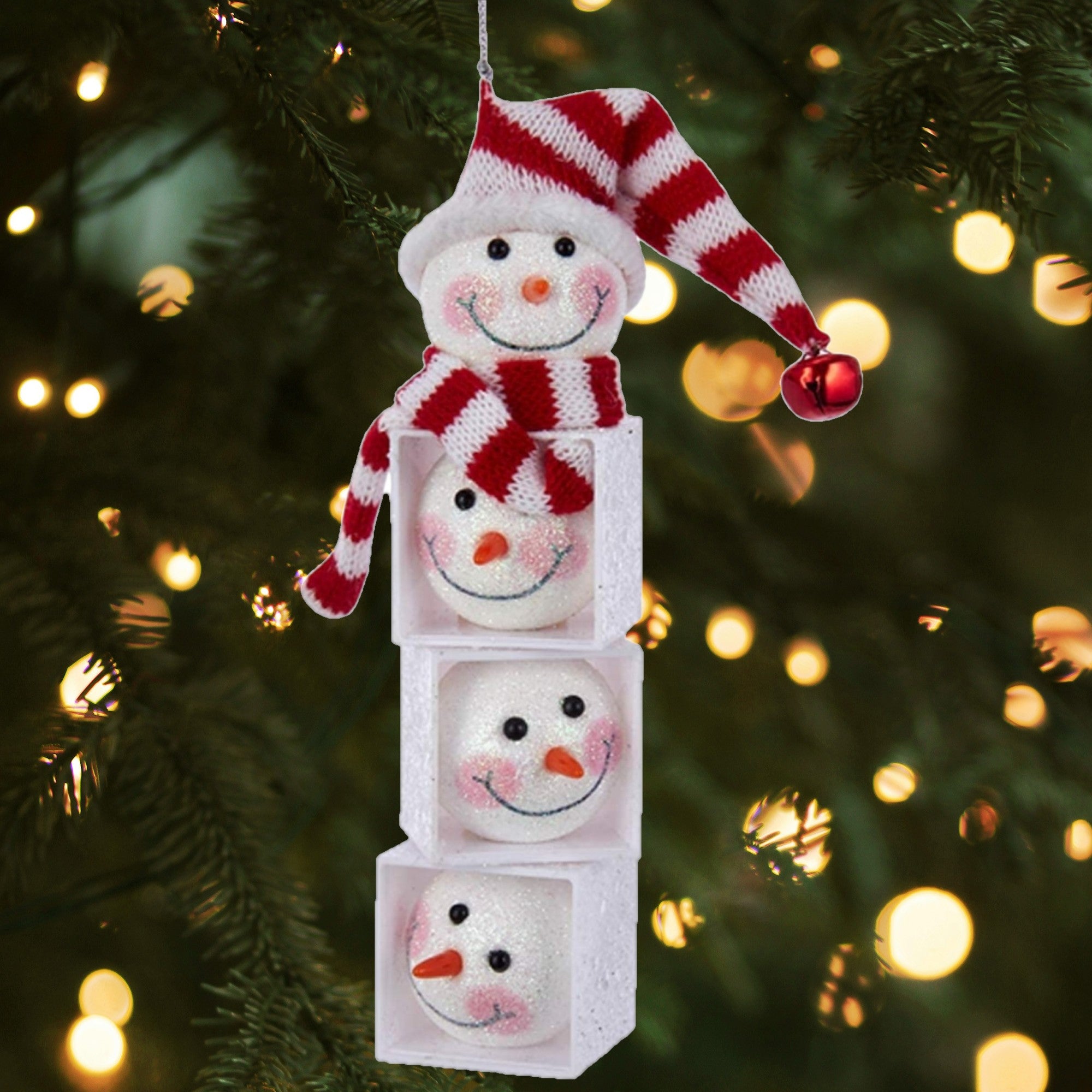 Kurt Adler Snowman Head Block Ornament, 6.25"