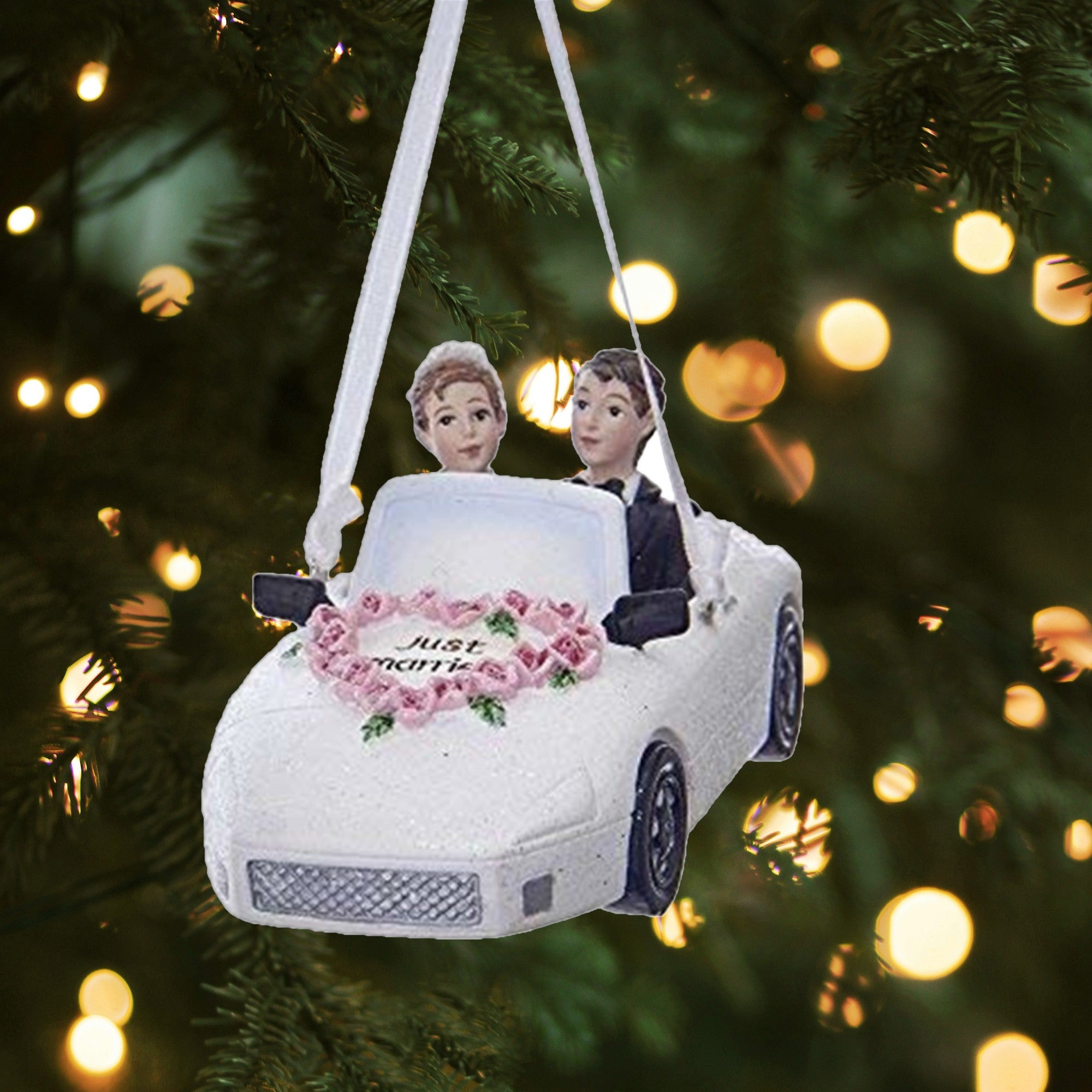 Kurt Adler Resin Ornament for Christmas Tree, Just Married Couple