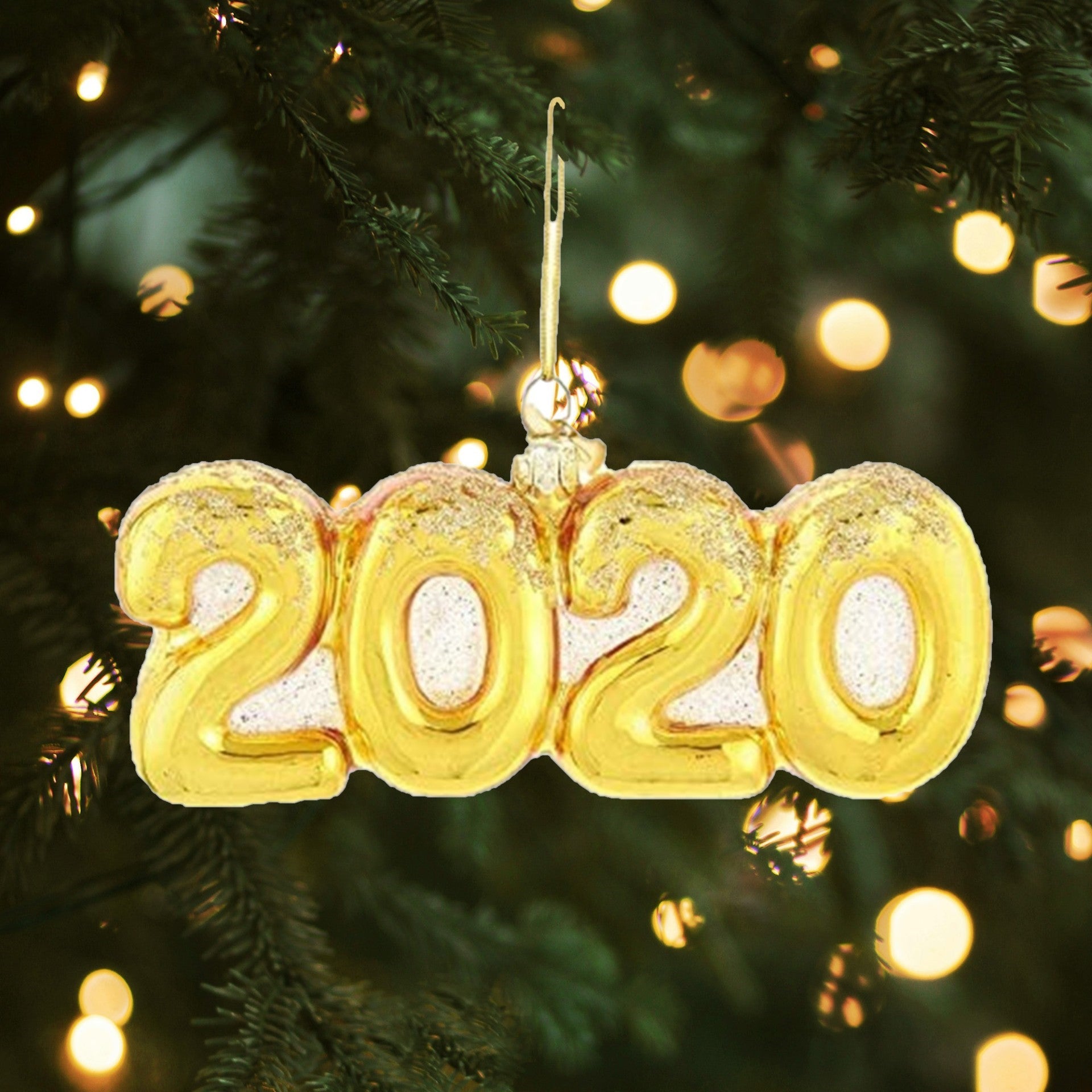 Kurt Adler Noble Gems Glass Ornament for Christmas Tree, Gold Glittered 2020