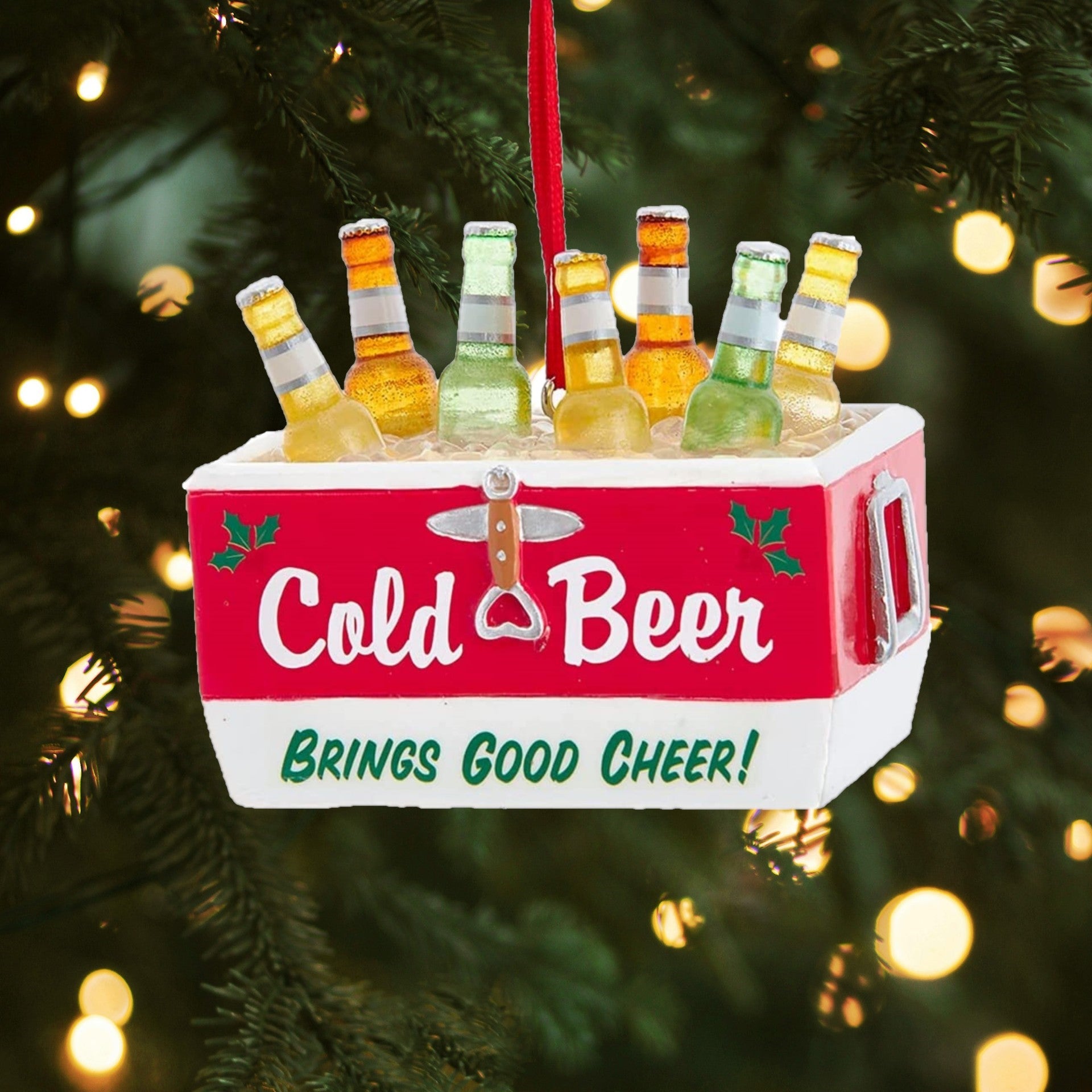 Kurt Adler "Cold Beer Brings Good Cheer!" Beer Cooler Christmas Tree Ornament