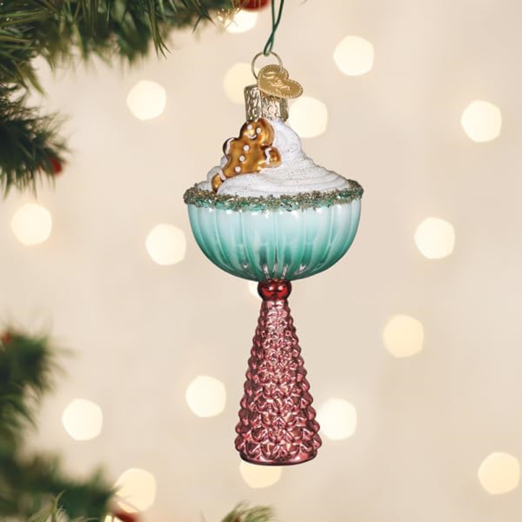 Old World Christmas Blown Glass Ornament for Christmas Tree, Gingerbread Glam Cocktail