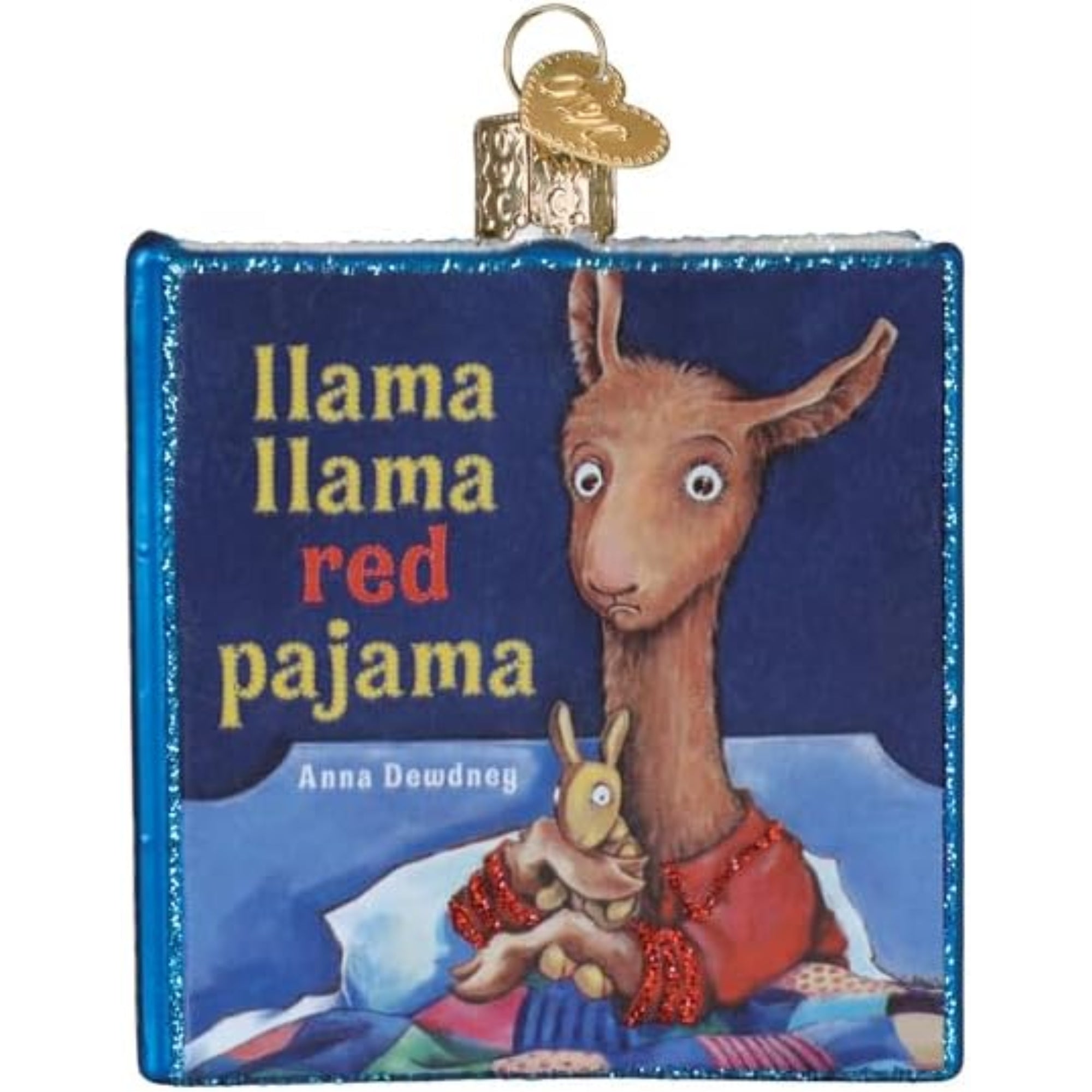 Old World Christmas Blown Glass Ornament for Christmas Tree, Llama Llama Red Pajama Book