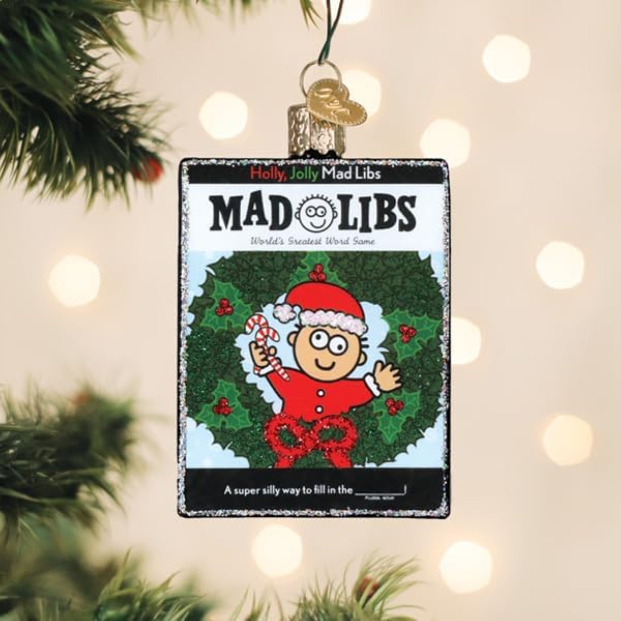 Old World Christmas Blown Glass Ornament for Christmas Tree, Holly Jolly Mad Libs