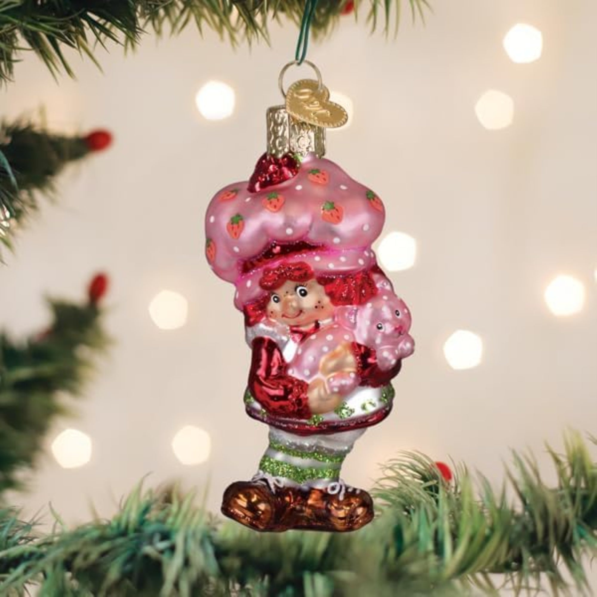 Old World Christmas Blown Glass Ornament for Christmas Tree, Strawberry Shortcake & Custard