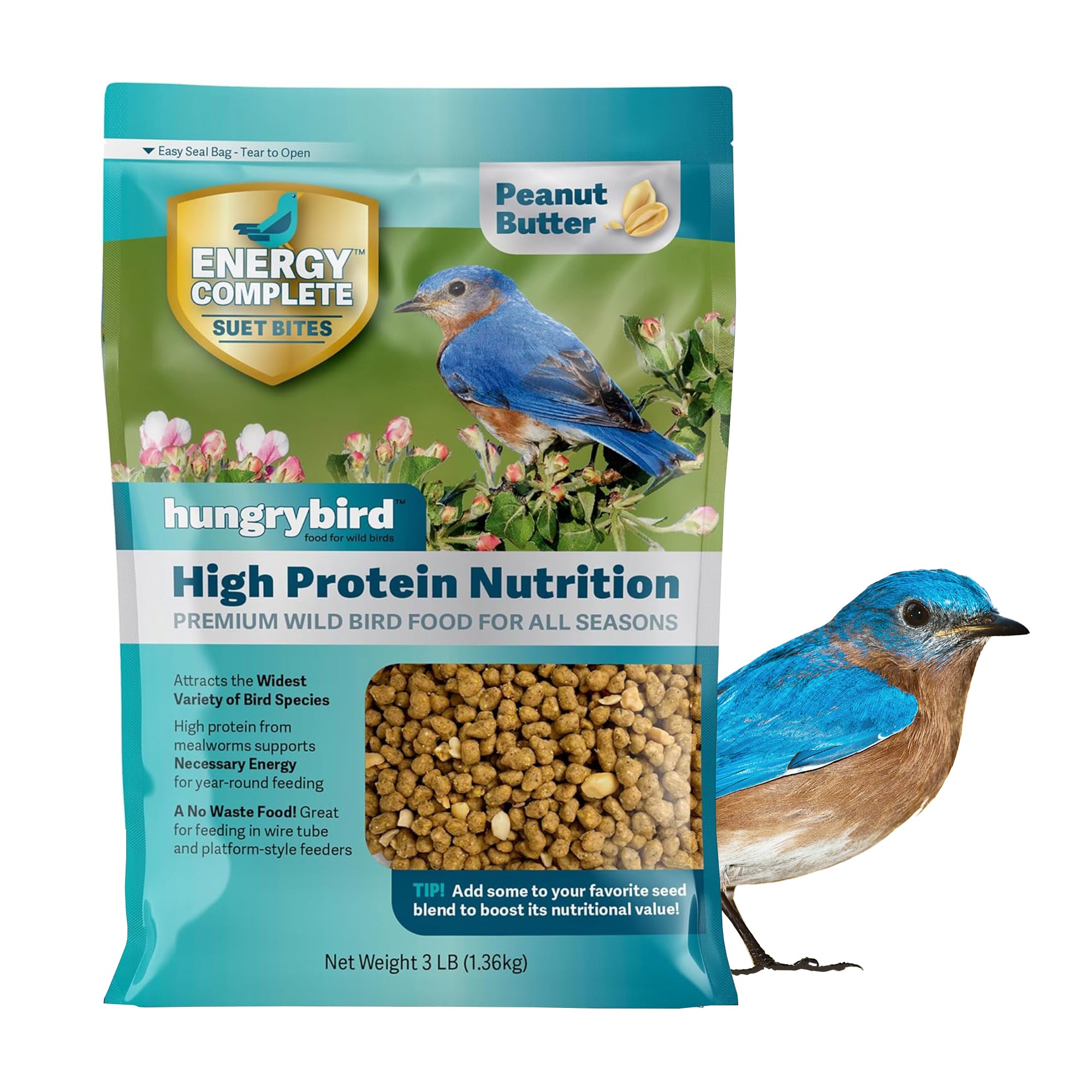 Hungrybird Energy Complete, 3lb - High-Protein Peanut Butter Suet Bites