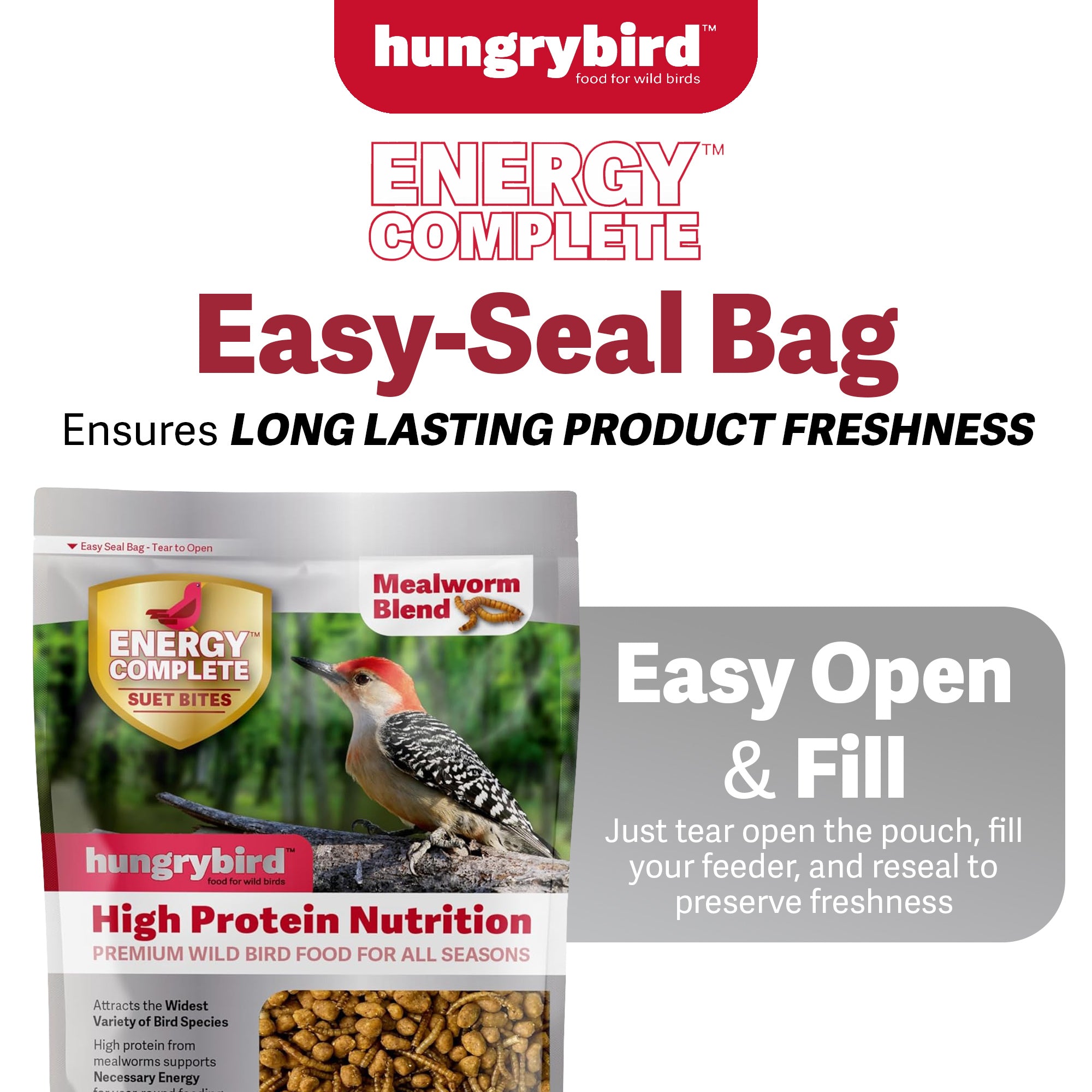 Hungrybird Energy Complete, 3lb - High-Protein Mealworm Suet Bites