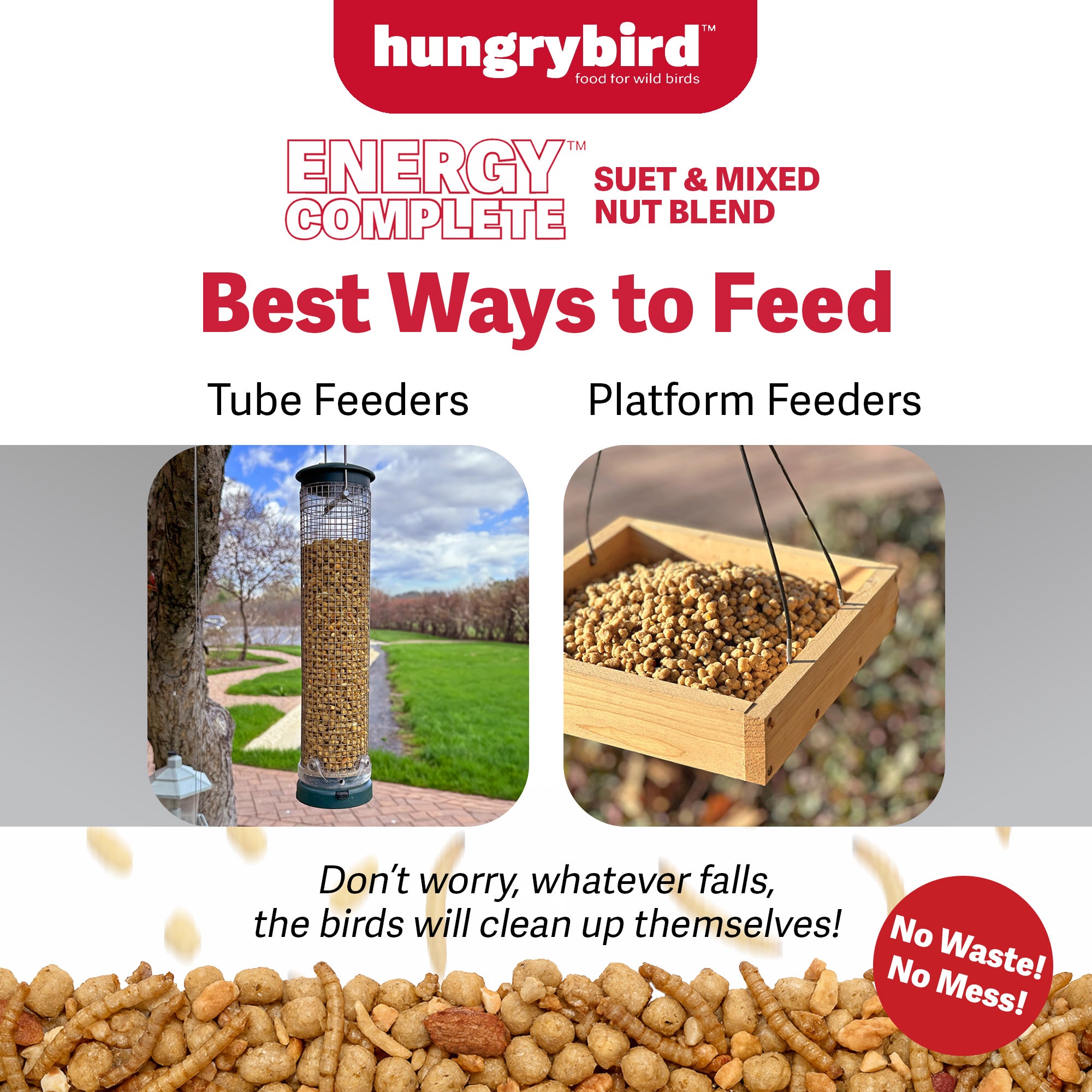 Hungrybird Energy Complete Diet, 7lb - All-Season Mealworm Suet & Mixed Nuts