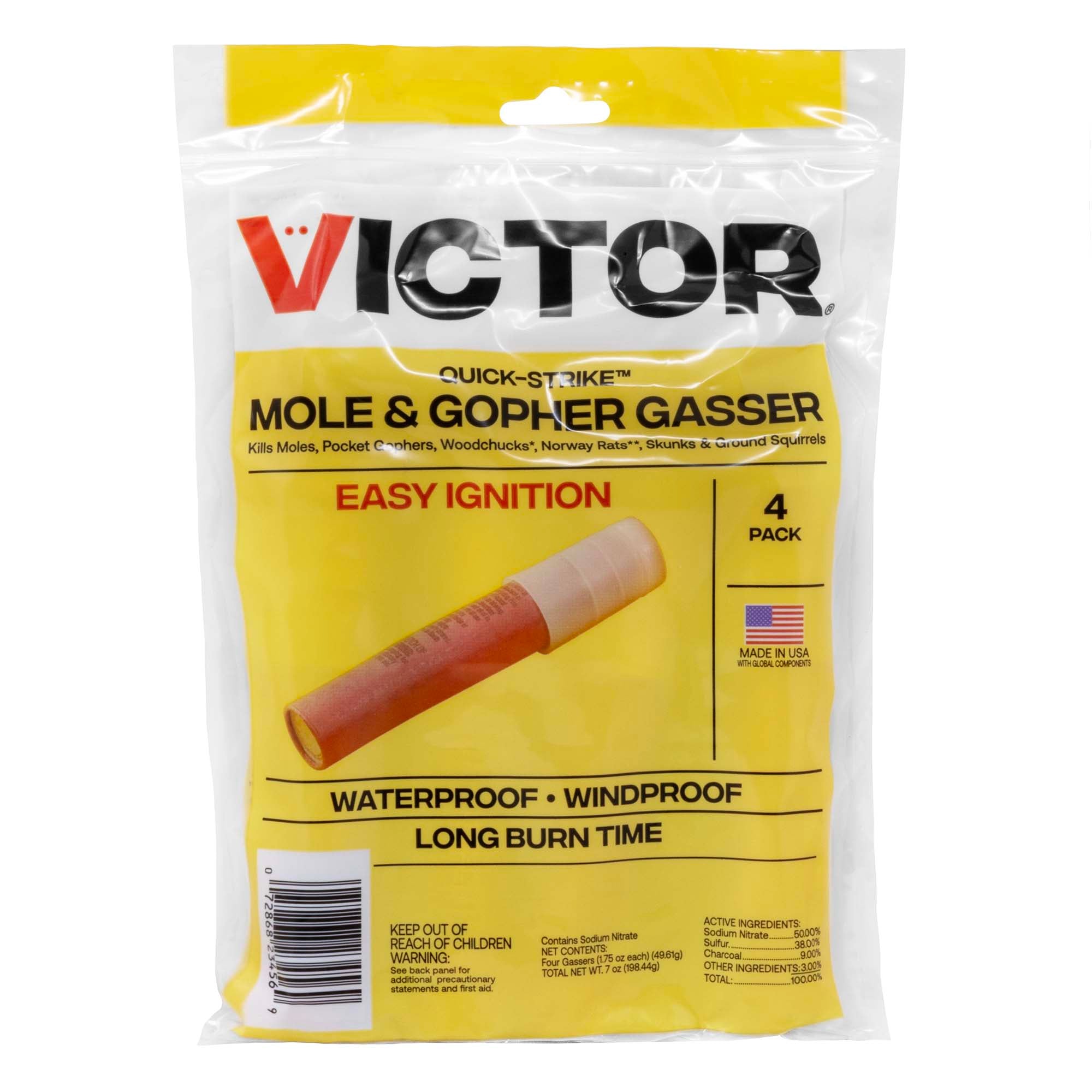 Victor Quick Strike Mole & Gopher Gasser, Pack of 4 – Easy Ignition Pest Control