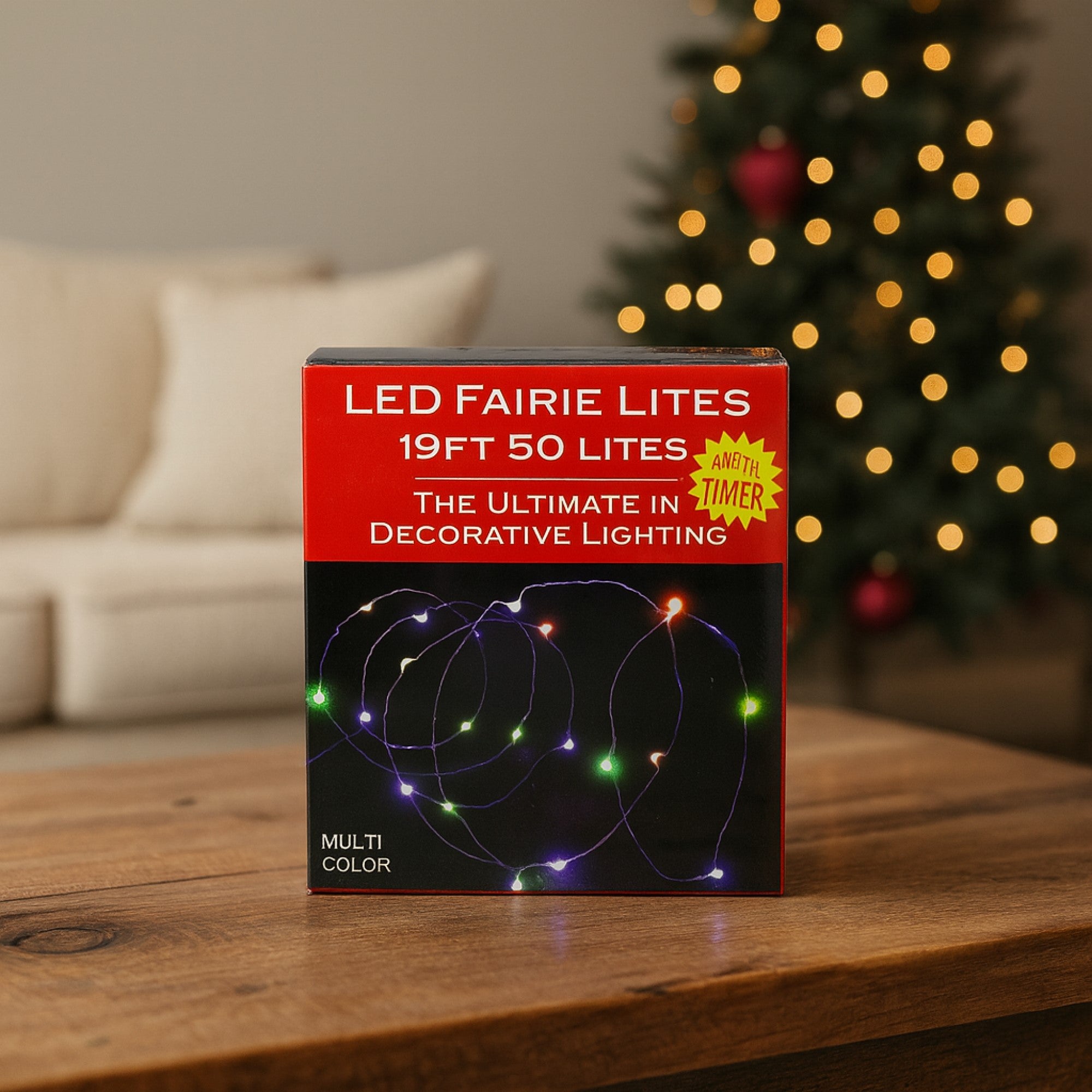 Kurt Adler Indoor 50-Light Battery-Operated LED Fairy String Lights with Timer – Multicolor, 19'