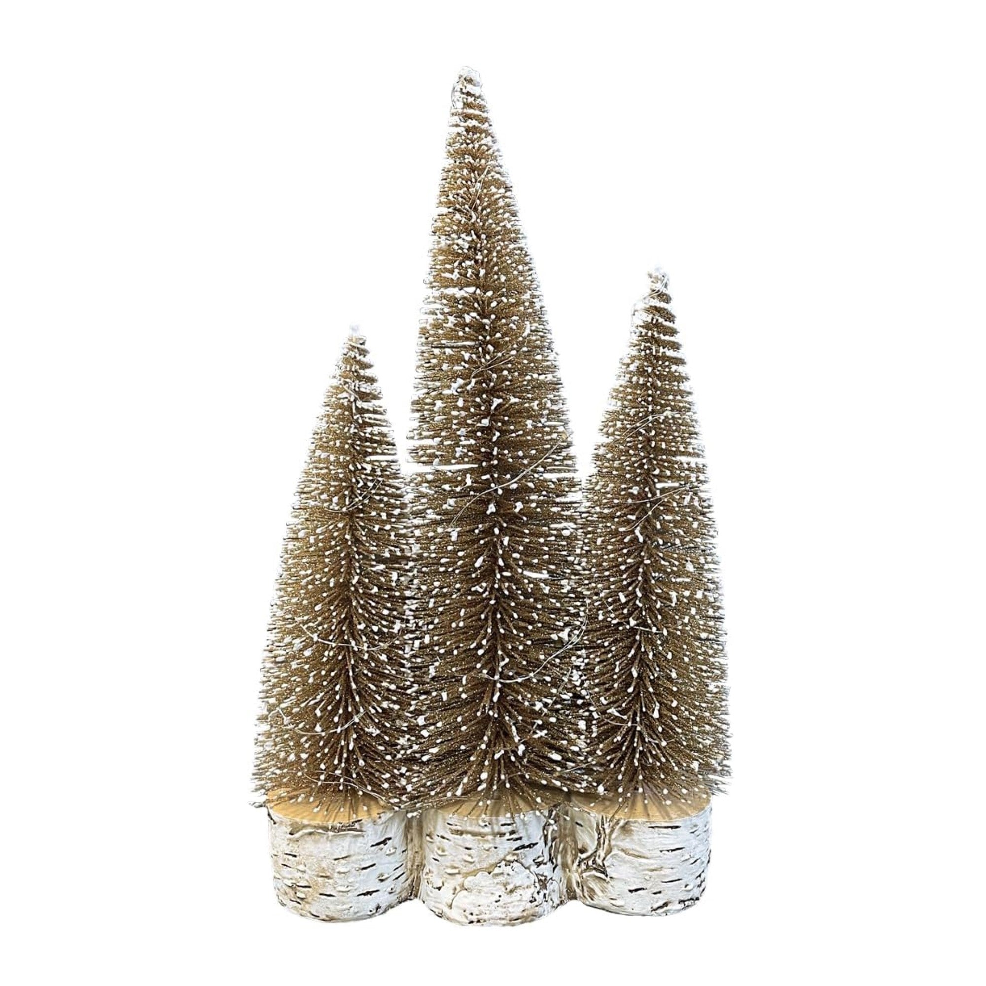 Old World Christmas Pre-lit Plastic/Resin Decorative Gold Tree Trio, 14.5"