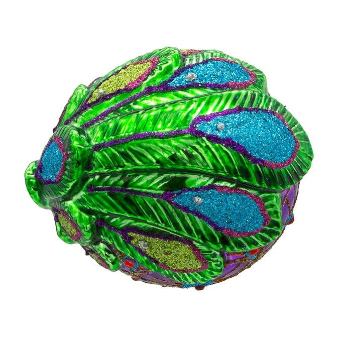 Kurt Adler Noble Gems Glass Ornament for Christmas Tree, Colorful Peacock