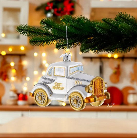 Kurt Adler Noble Gems Glass Ornament for Christmas Tree, Wedding Car