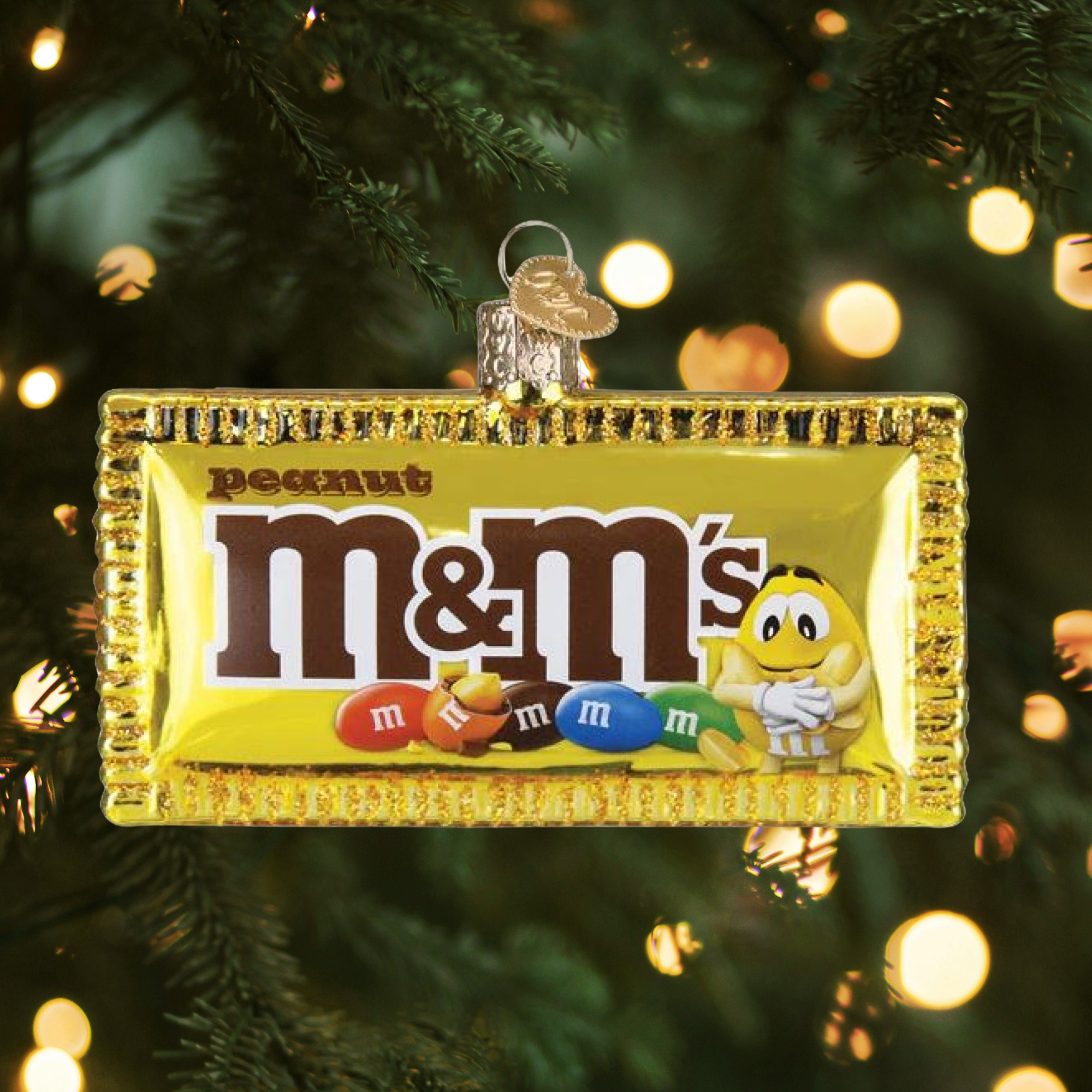Old World Christmas Blown Glass Ornament for Christmas Tree, Peanut M&M's