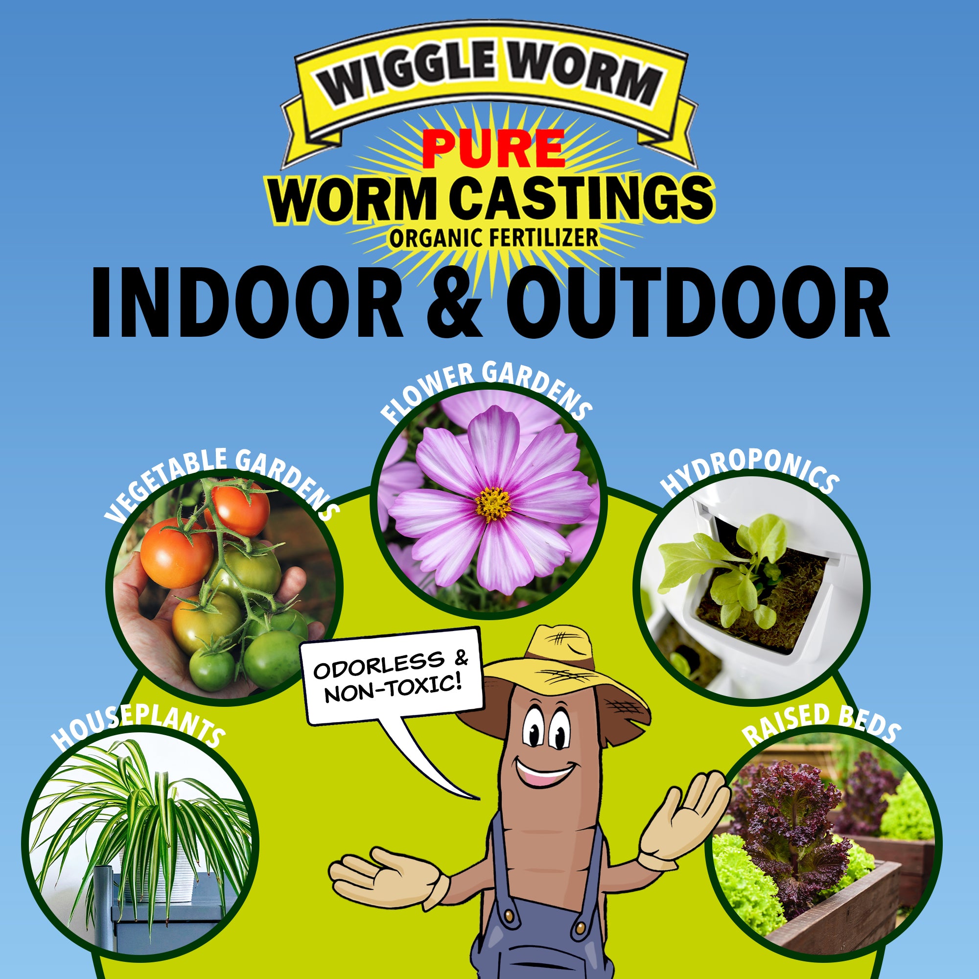 Wiggle Worm 100% Pure Organic Mineral-Dense Worm Castings Fertilizer - Improves Soil Fertility and Aeration for Growing Better Houseplants, Vegetables, and More