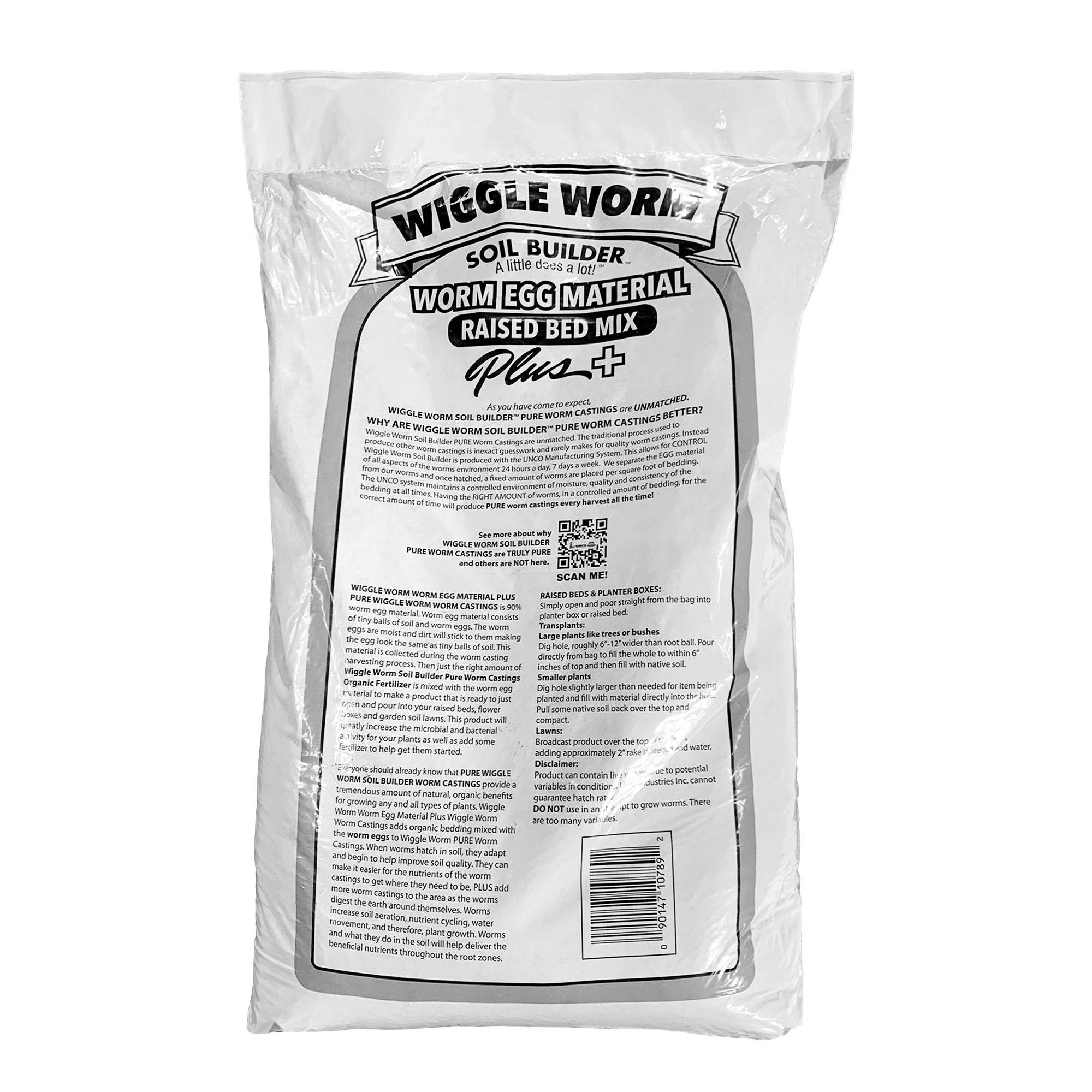 Wiggle Worm Raised Bed Mix, 40lbs - Organic Soil and Fertilizer for Container Gardening - Worm Egg Material Mixed with Odor Free Pure Worm Castings