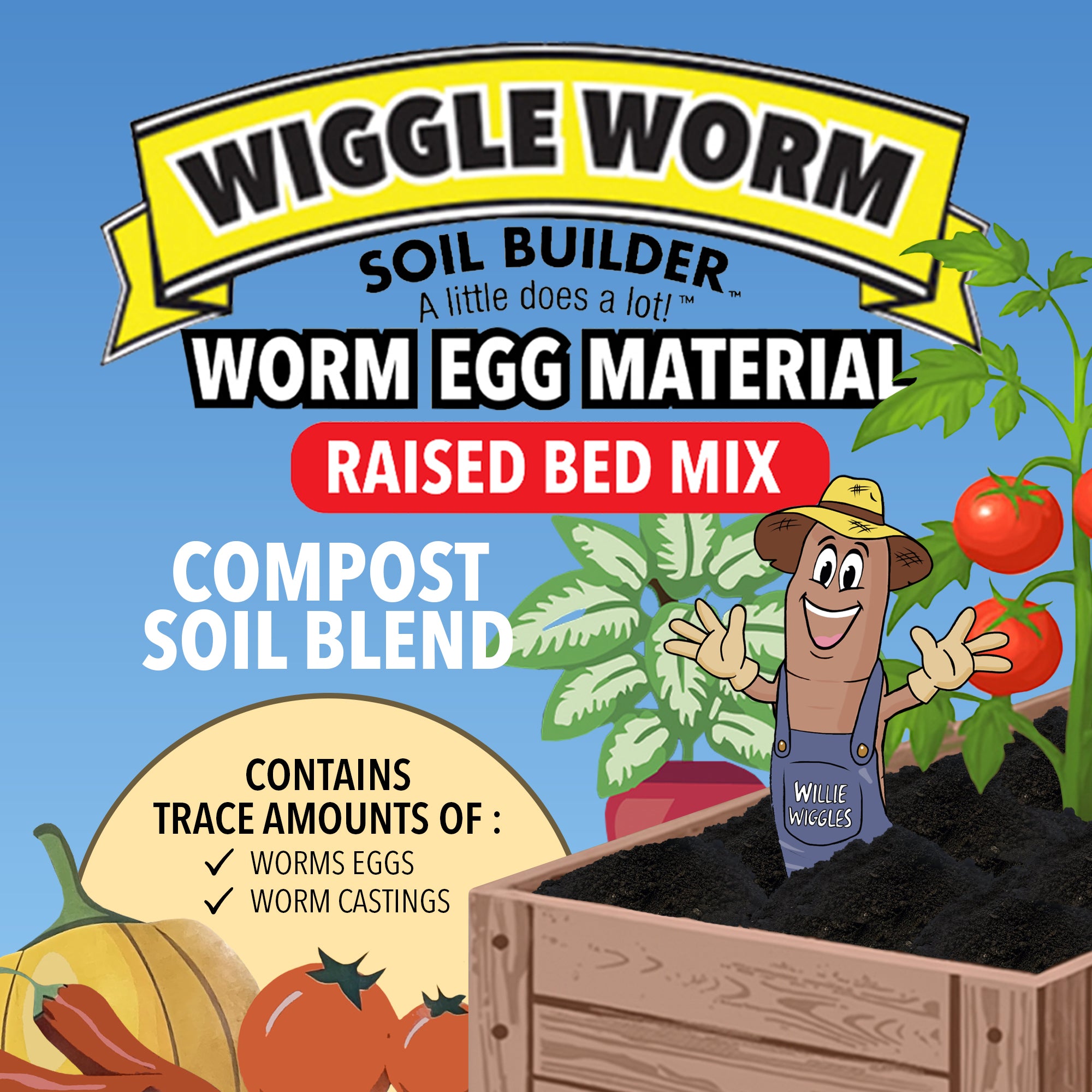 Wiggle Worm Raised Bed Mix, 40lbs - Organic Soil and Fertilizer for Container Gardening - Worm Egg Material Mixed with Odor Free Pure Worm Castings